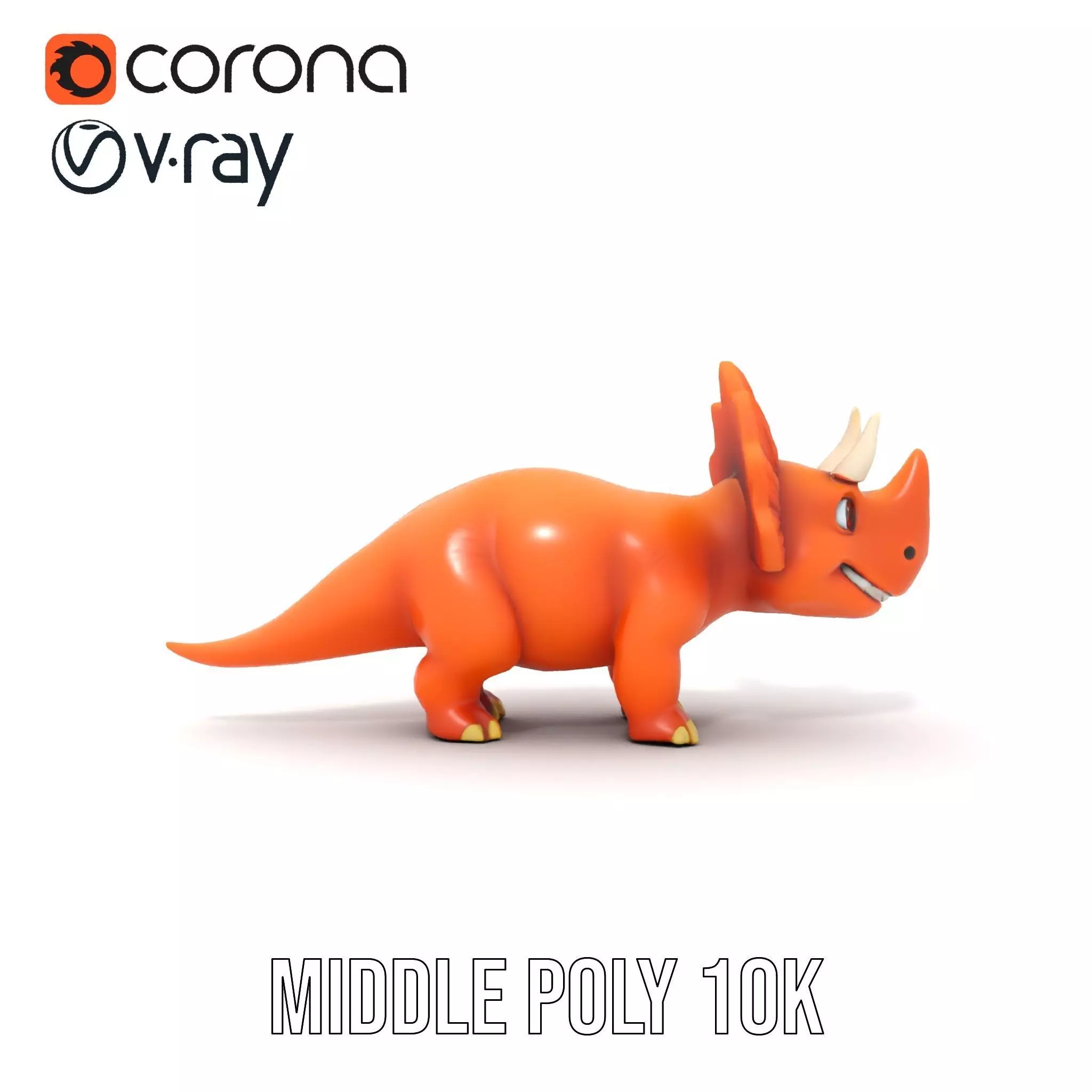 Orange Triceratops model pack Low-poly 3D model_11