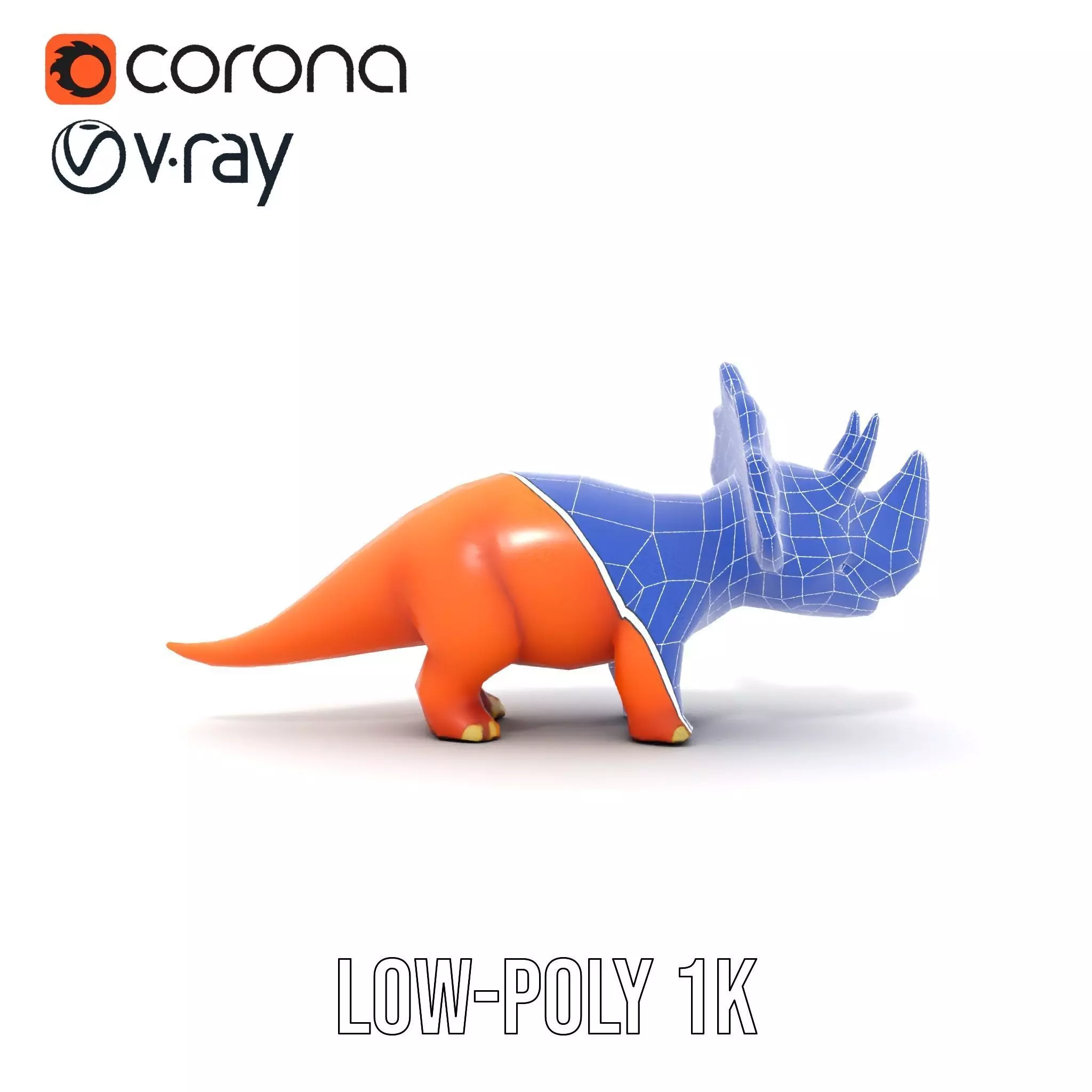 Orange Triceratops model pack Low-poly 3D model_21