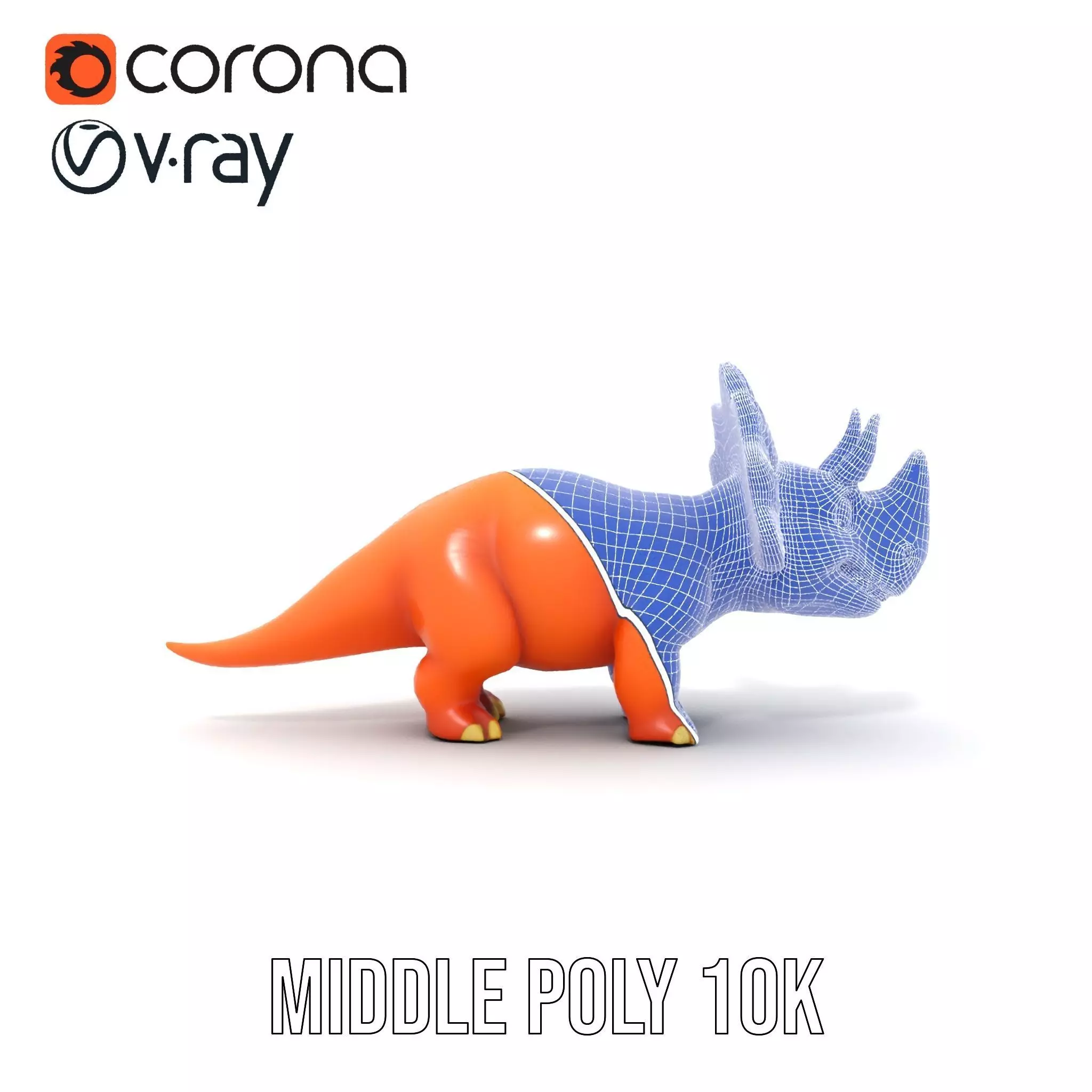 Orange Triceratops model pack Low-poly 3D model_6