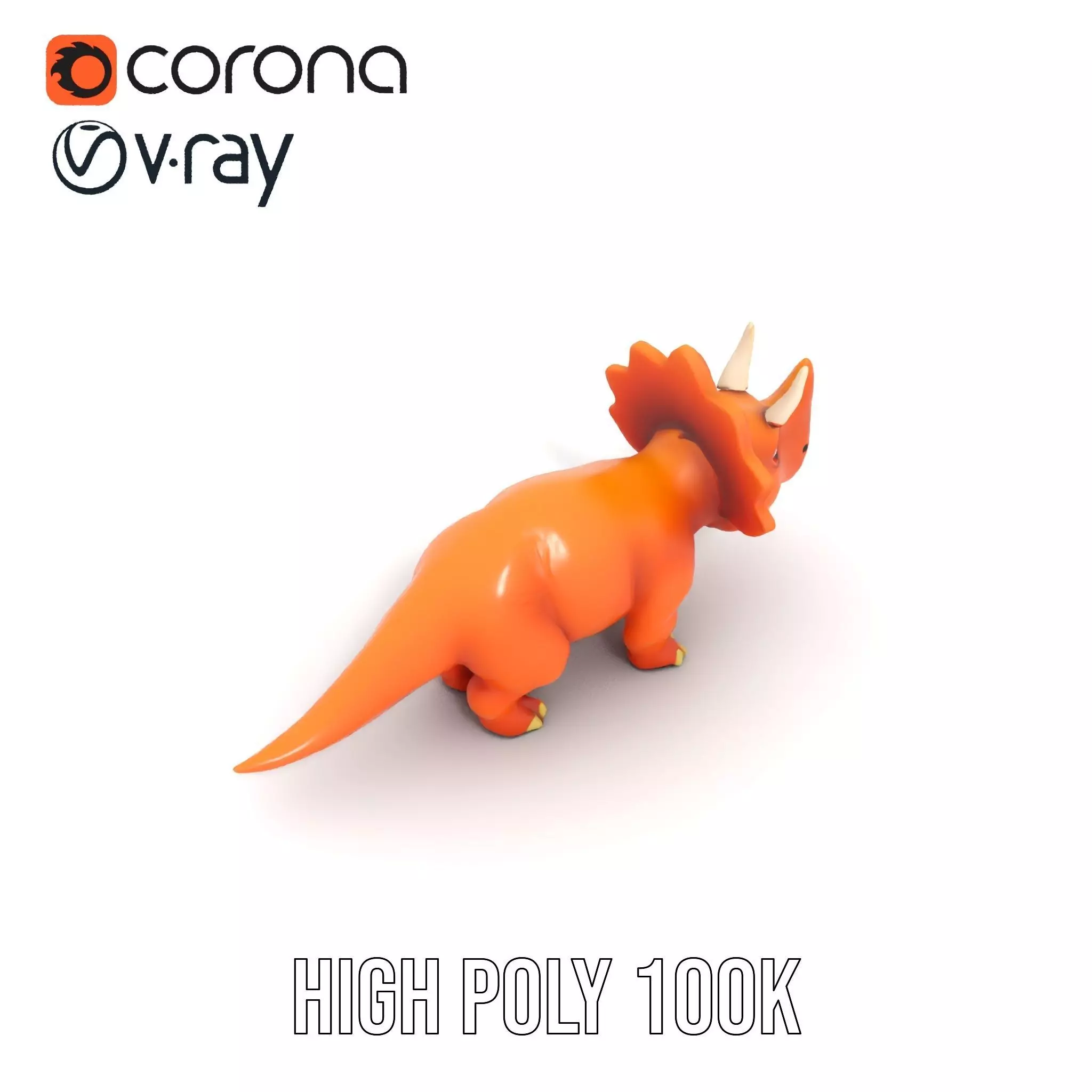 Orange Triceratops model pack Low-poly 3D model_10