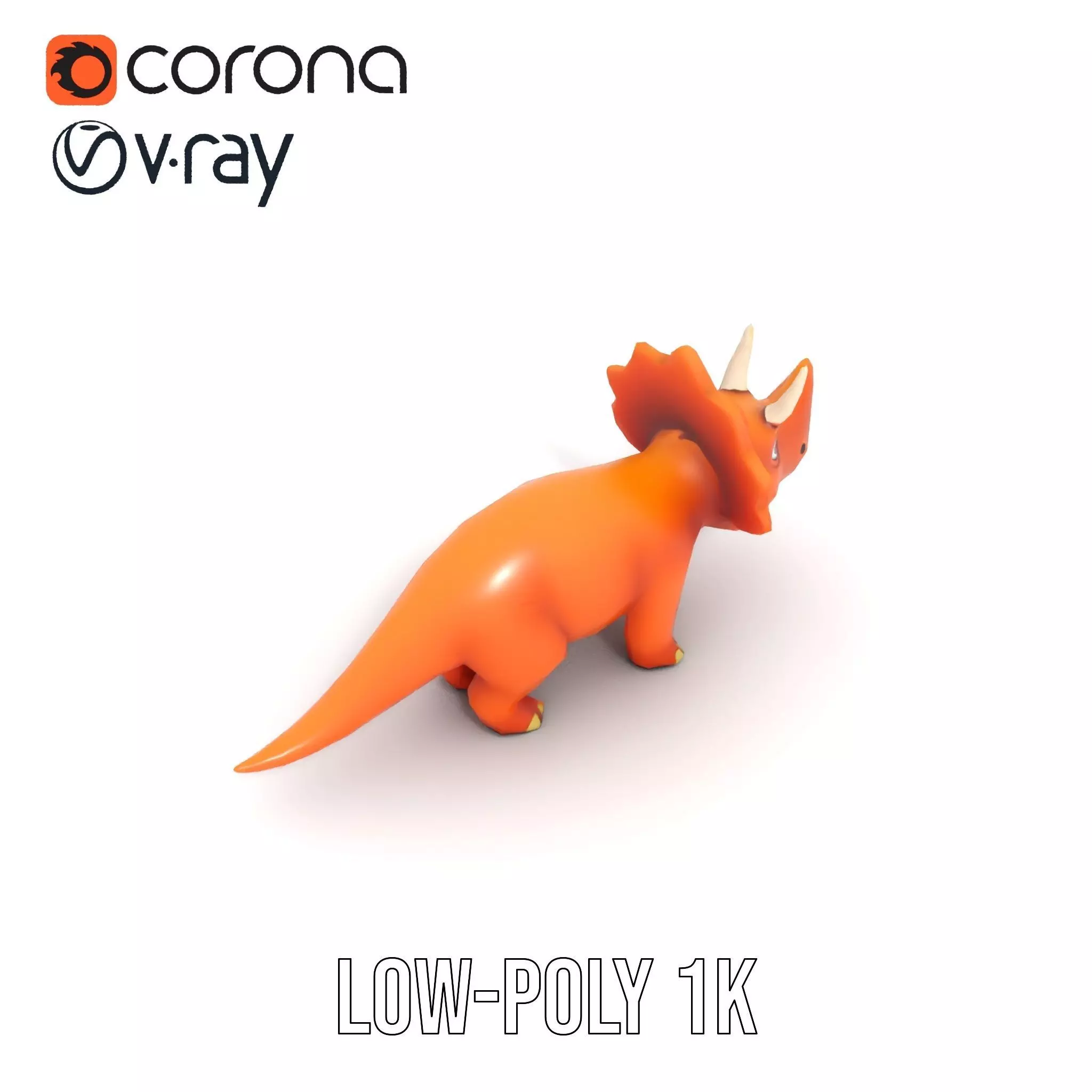 Orange Triceratops model pack Low-poly 3D model_25