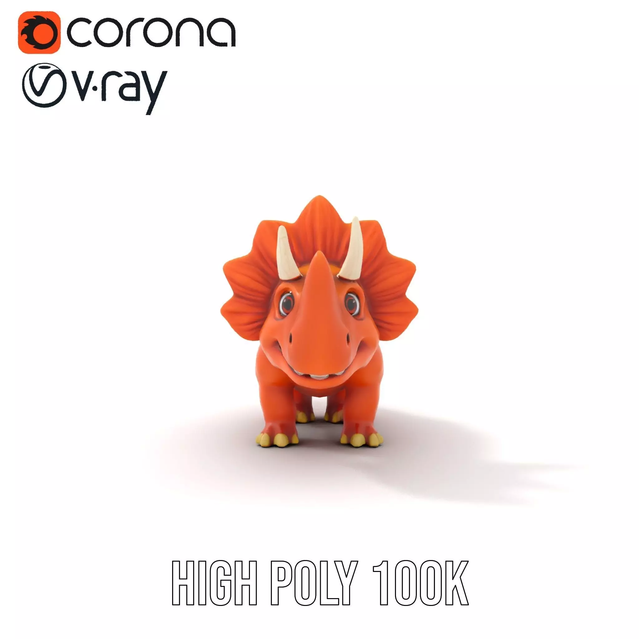 Orange Triceratops model pack Low-poly 3D model_16