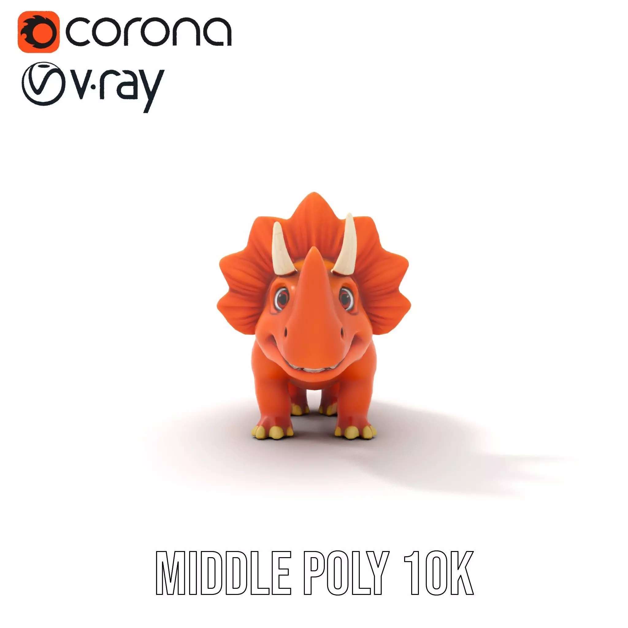 Orange Triceratops model pack Low-poly 3D model_5