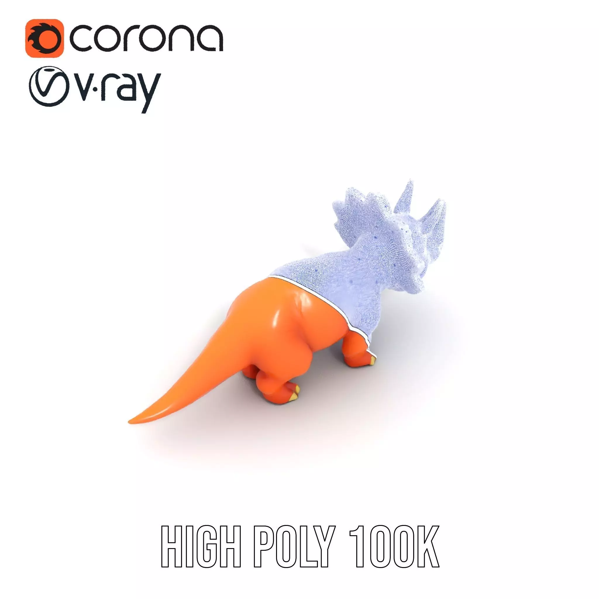 Orange Triceratops model pack Low-poly 3D model_13