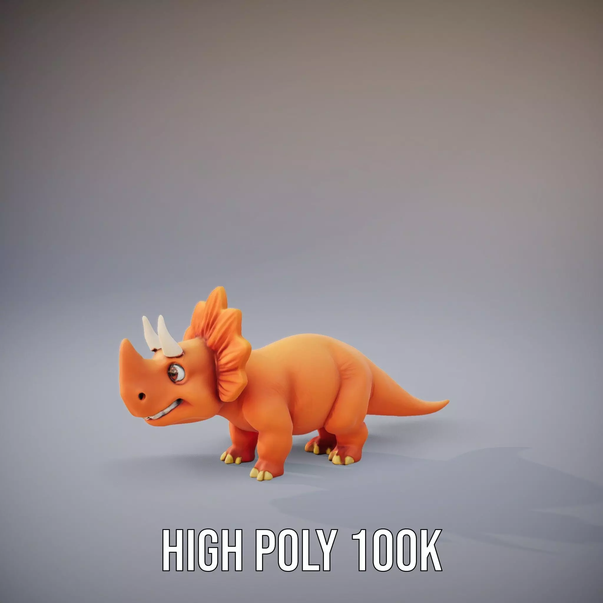 Orange Triceratops model pack Low-poly 3D model_26