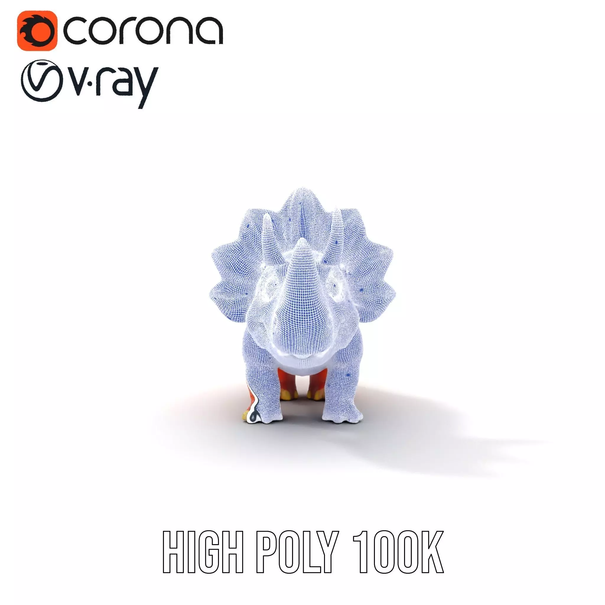 Orange Triceratops model pack Low-poly 3D model_29