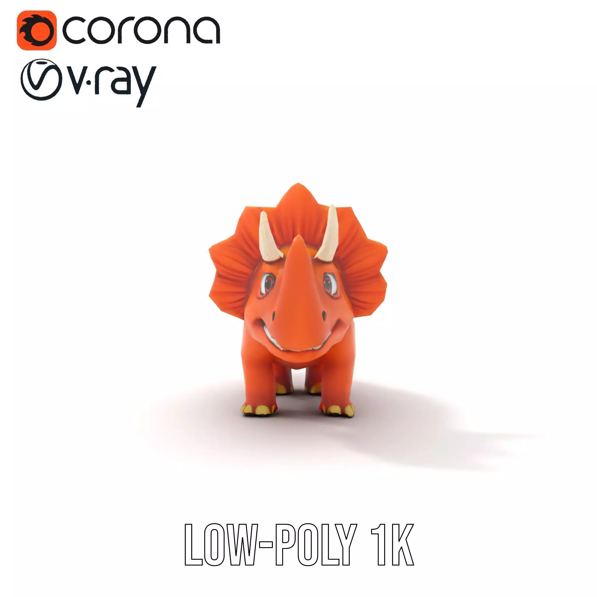 Orange Triceratops model pack Low-poly 3D model_31