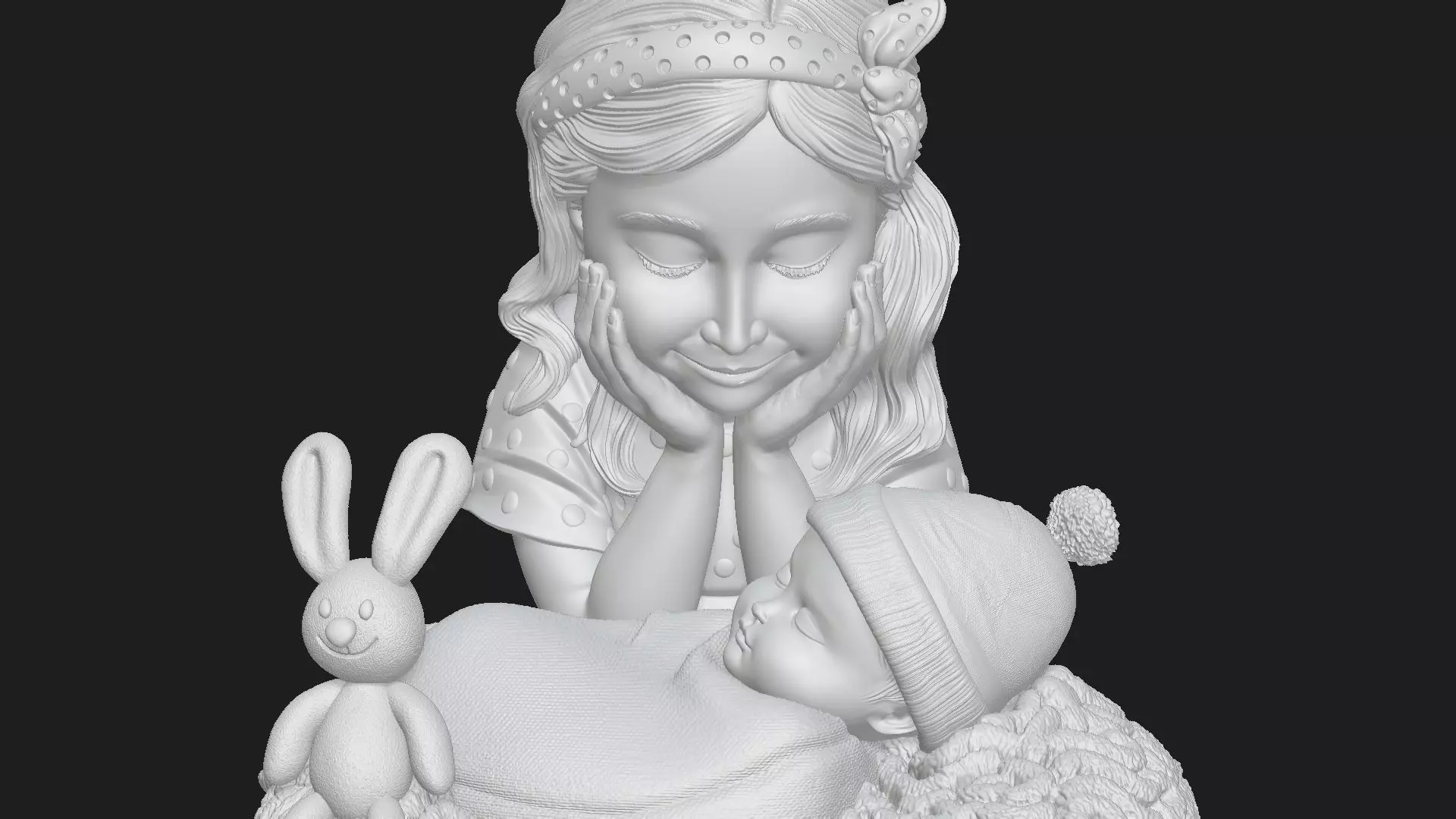 Sister And Newborn Gift Model STL 3D print model_1