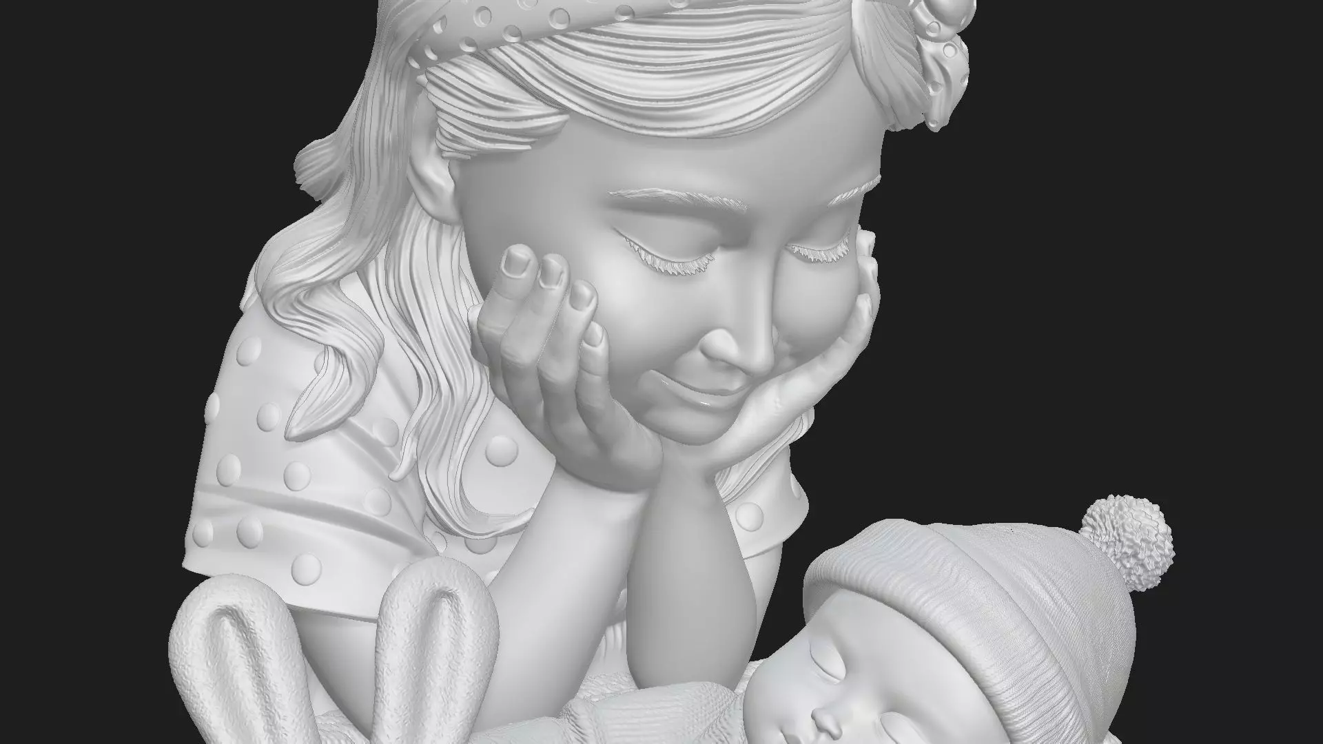 Sister And Newborn Gift Model STL 3D print model_2