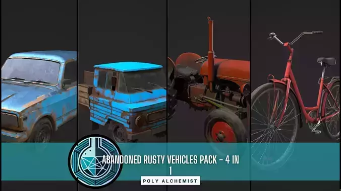Abandoned Rusty Vehicles Pack 4 In 1 