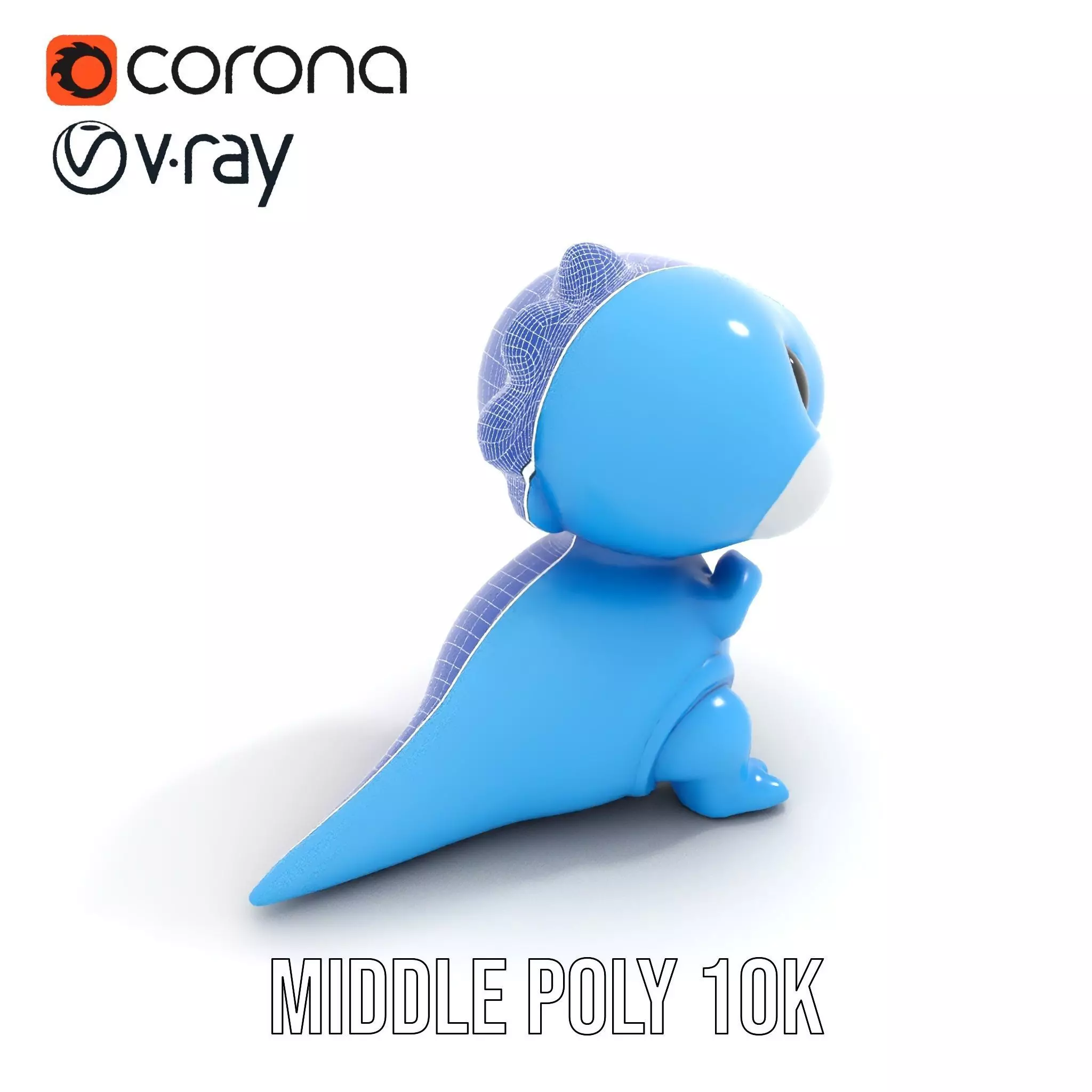 Blue Dinosaur Figure model pack Low-poly 3D model_16