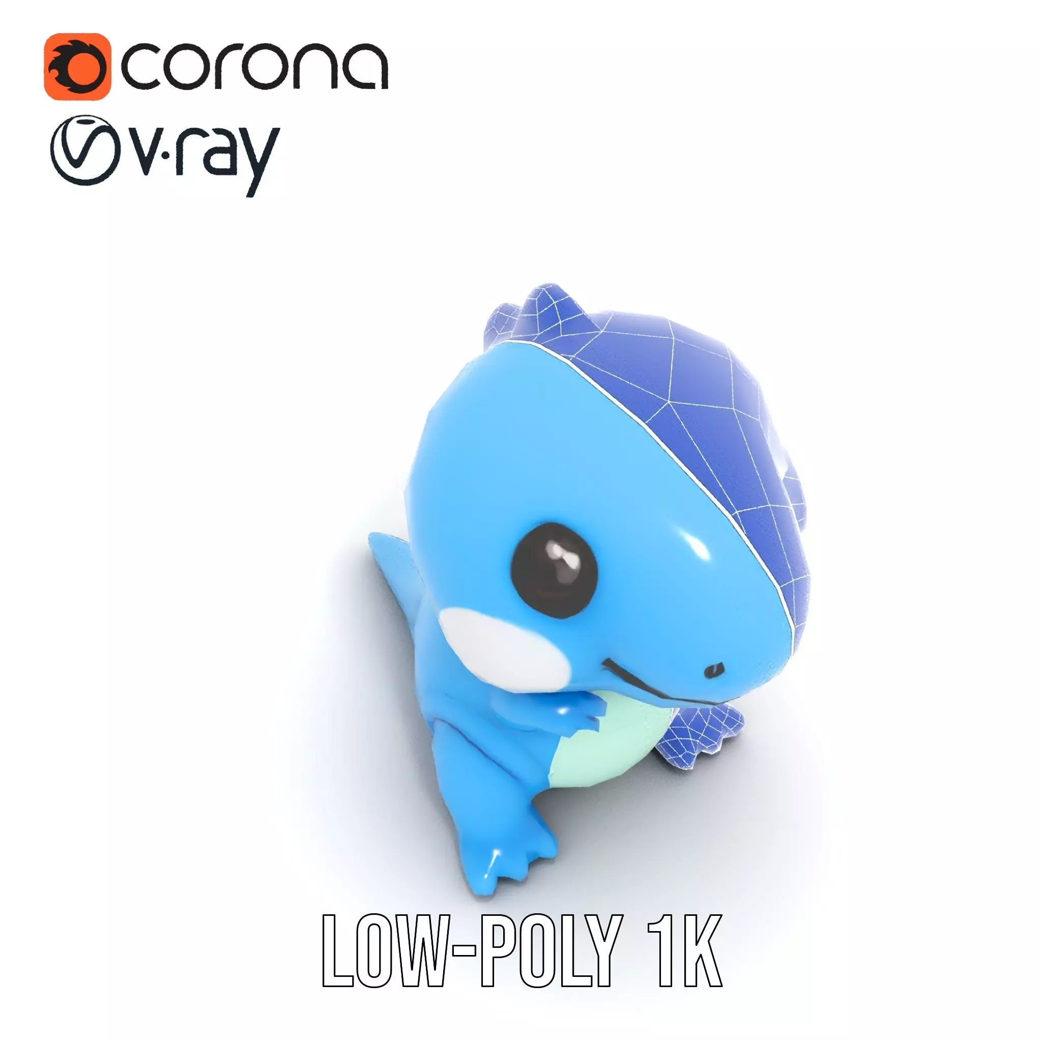 Blue Dinosaur Figure model pack Low-poly 3D model_23