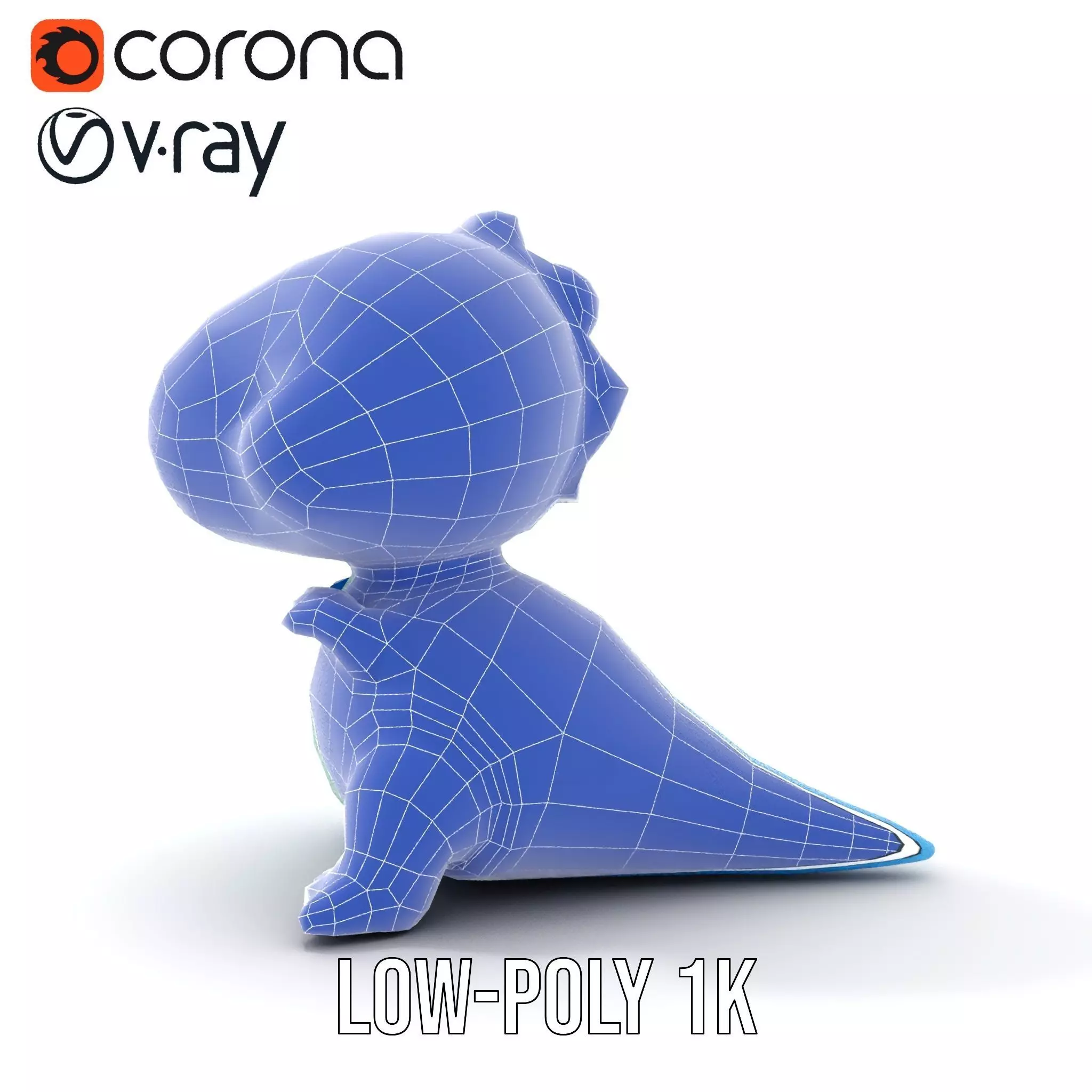 Blue Dinosaur Figure model pack Low-poly 3D model_20