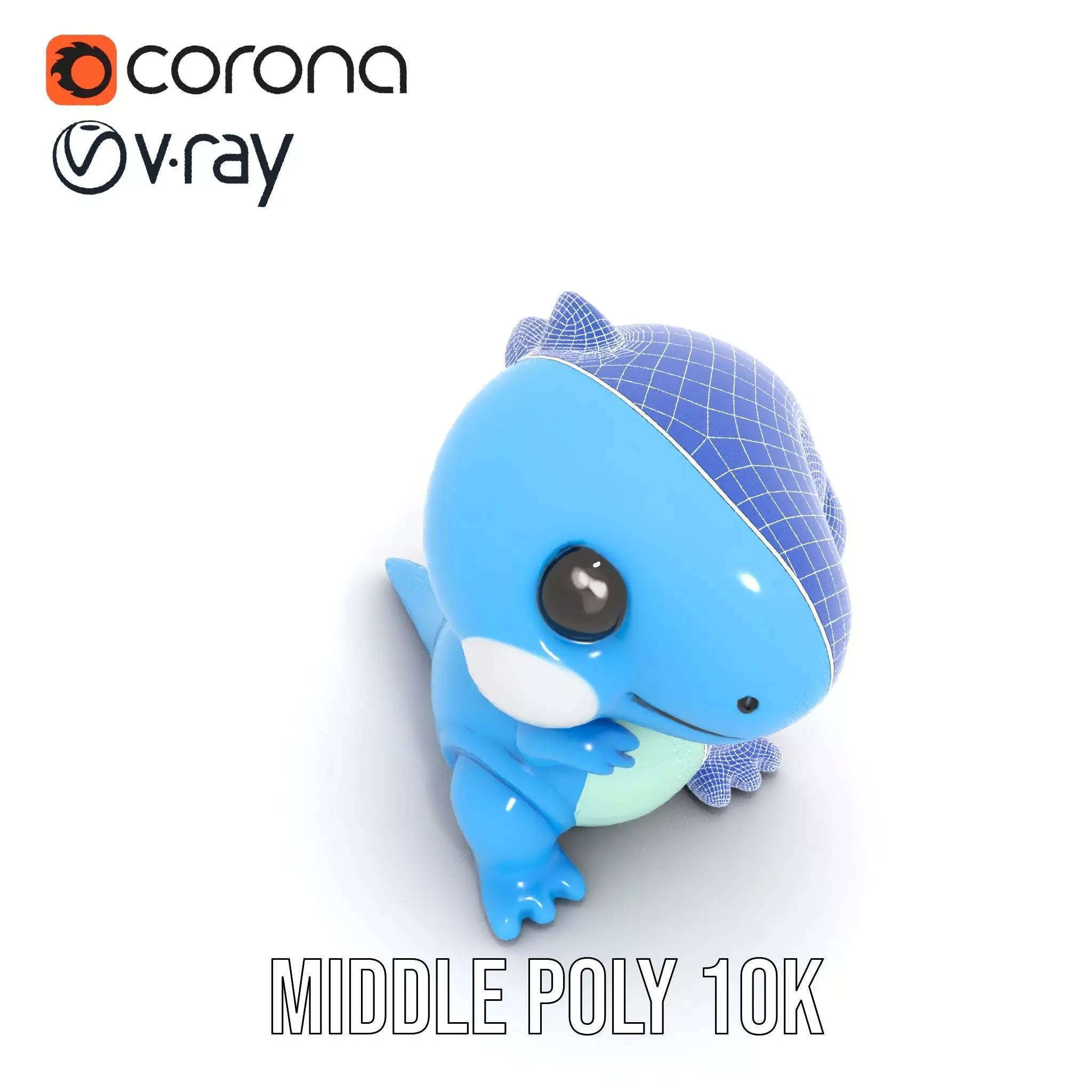 Blue Dinosaur Figure model pack Low-poly 3D model_11