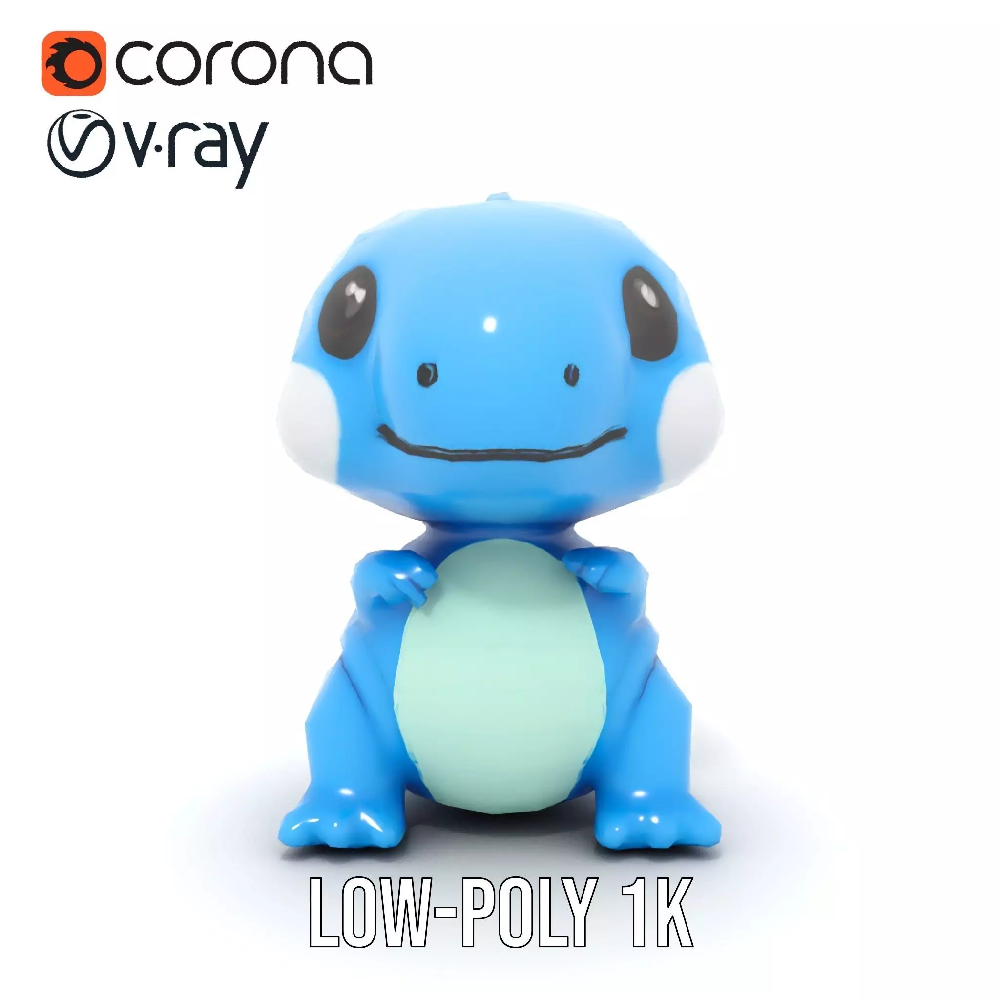 Blue Dinosaur Figure model pack Low-poly 3D model_9