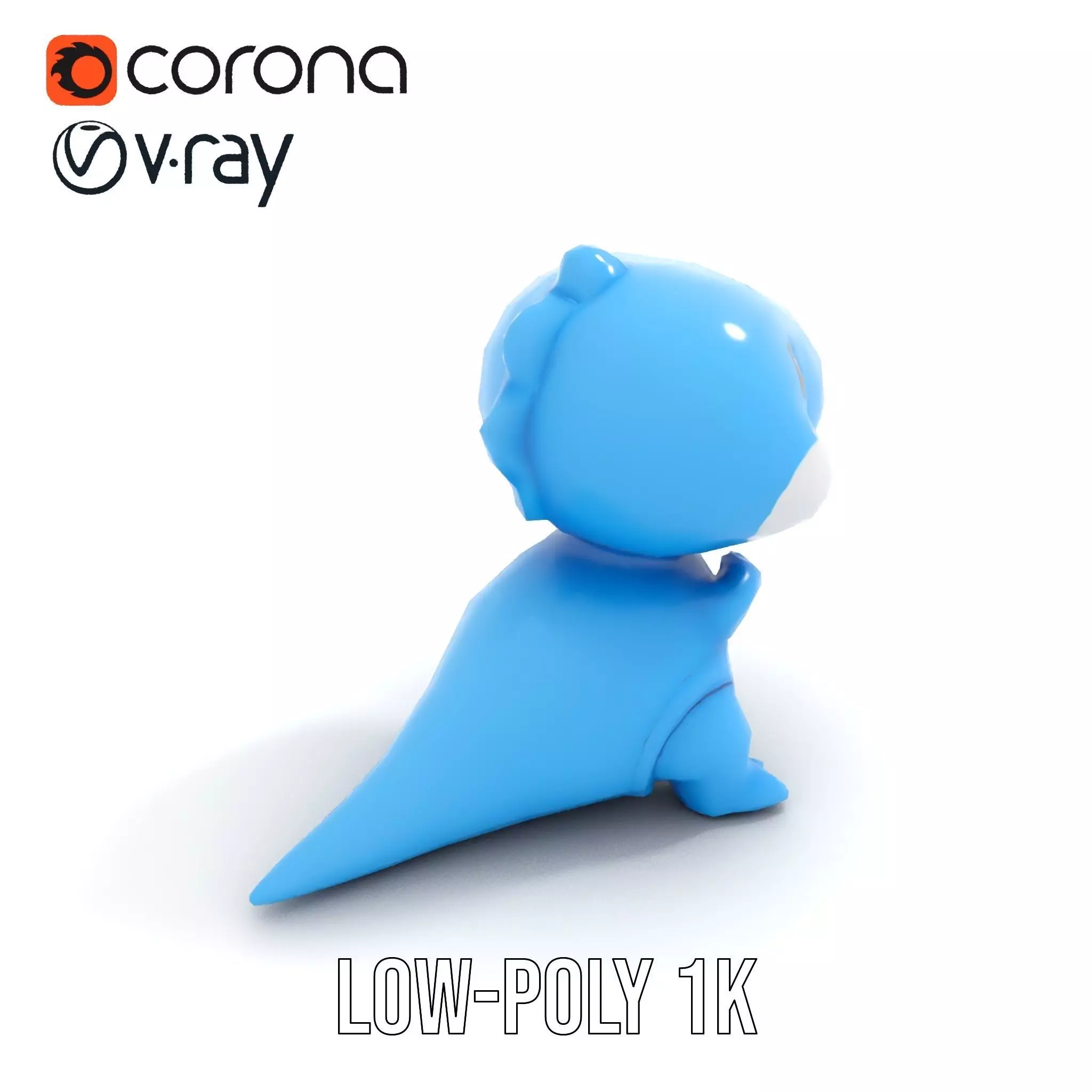 Blue Dinosaur Figure model pack Low-poly 3D model_7
