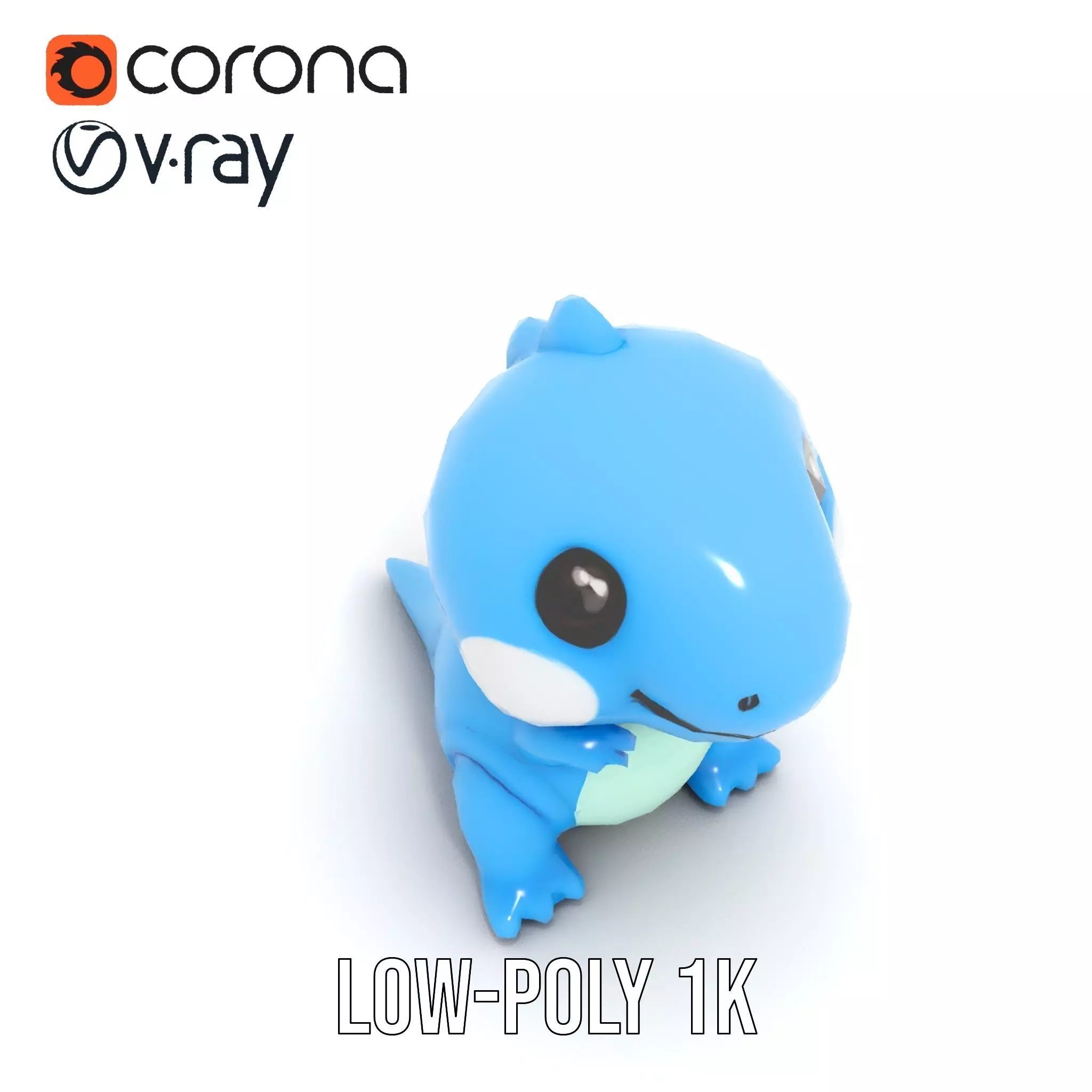 Blue Dinosaur Figure model pack Low-poly 3D model_17