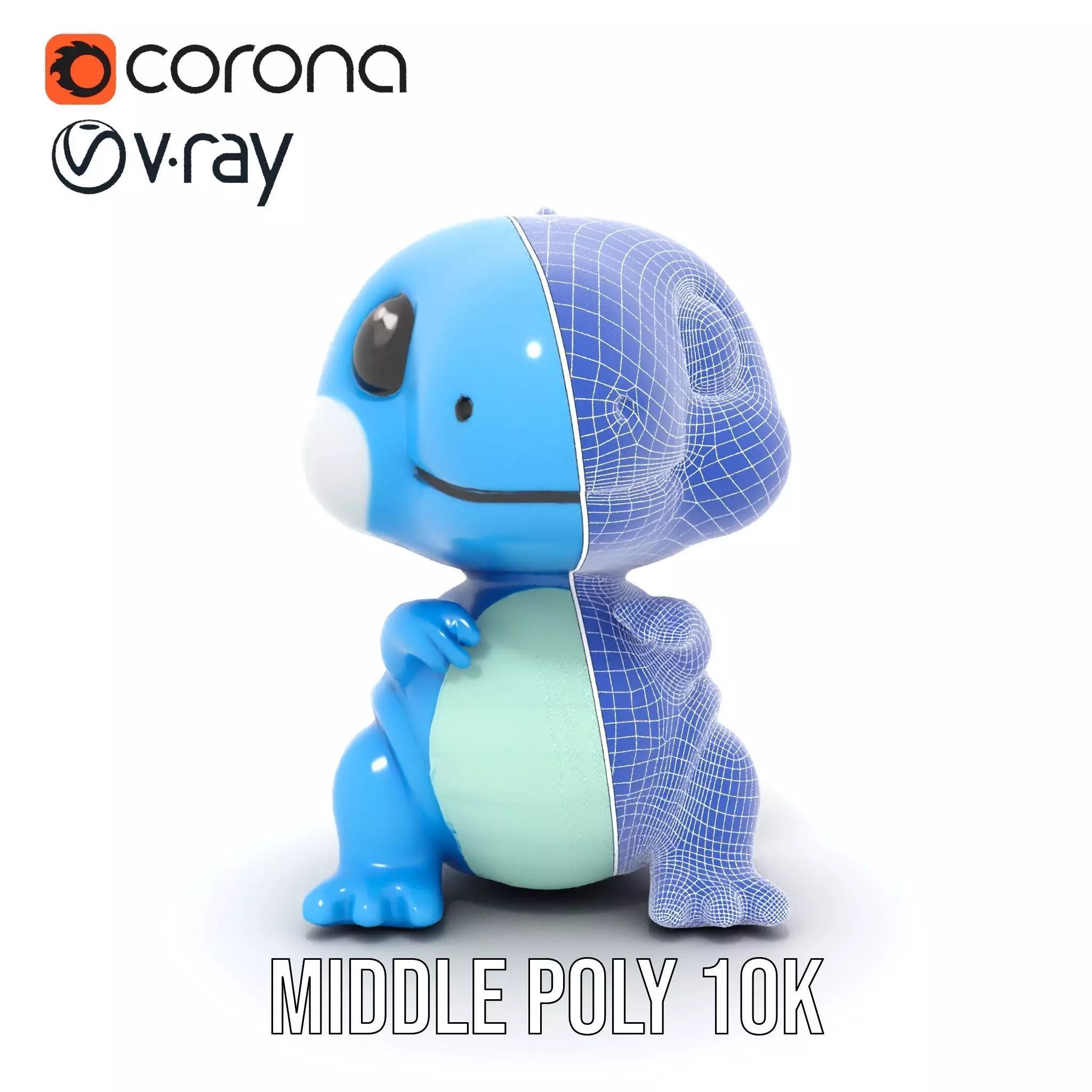 Blue Dinosaur Figure model pack Low-poly 3D model_5