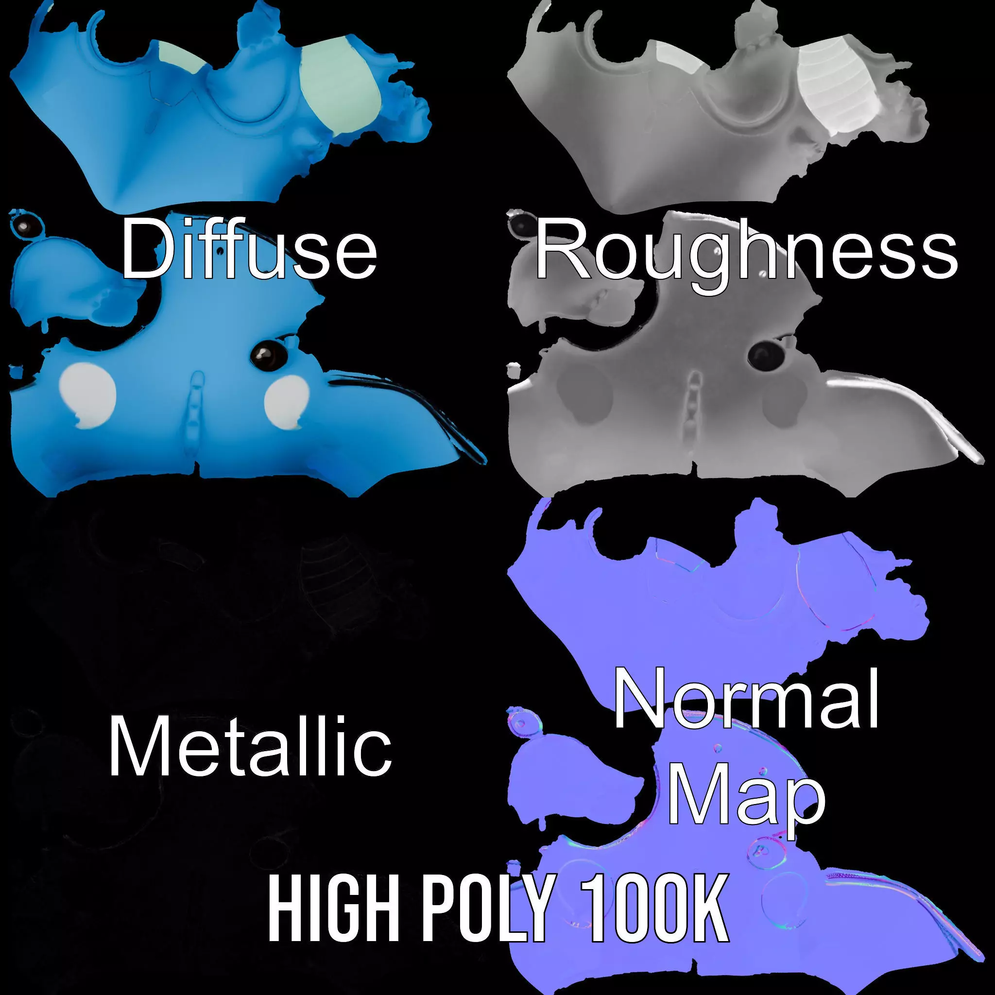 Blue Dinosaur Figure model pack Low-poly 3D model_3