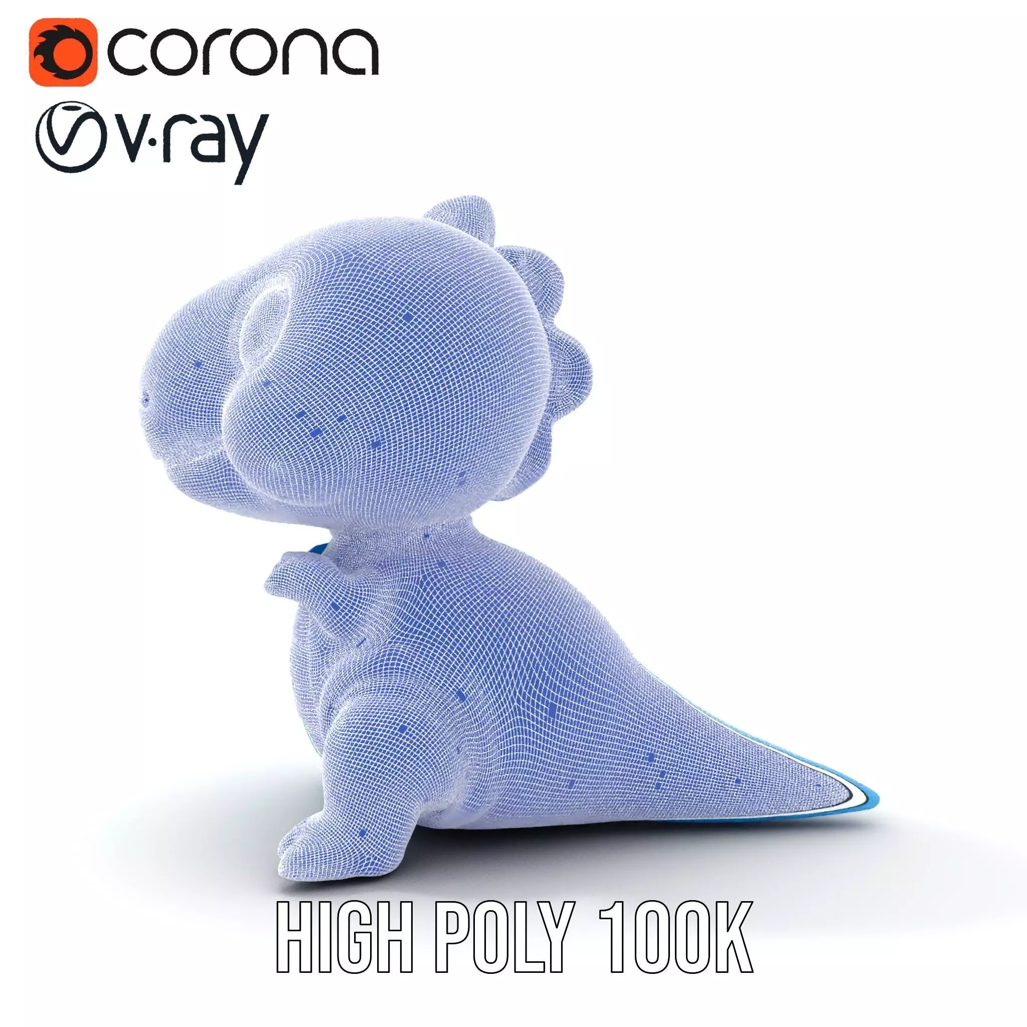 Blue Dinosaur Figure model pack Low-poly 3D model_8