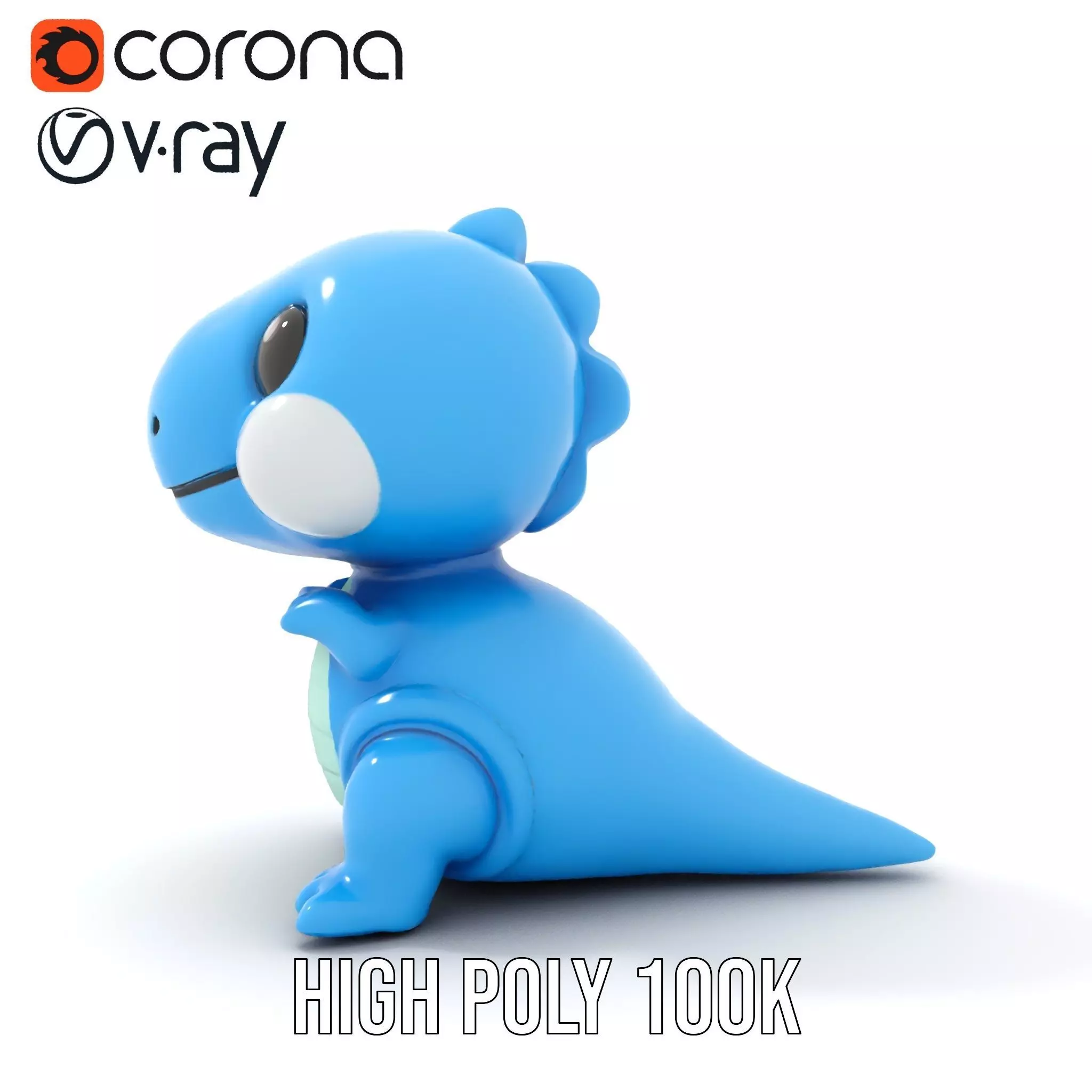 Blue Dinosaur Figure model pack Low-poly 3D model_10
