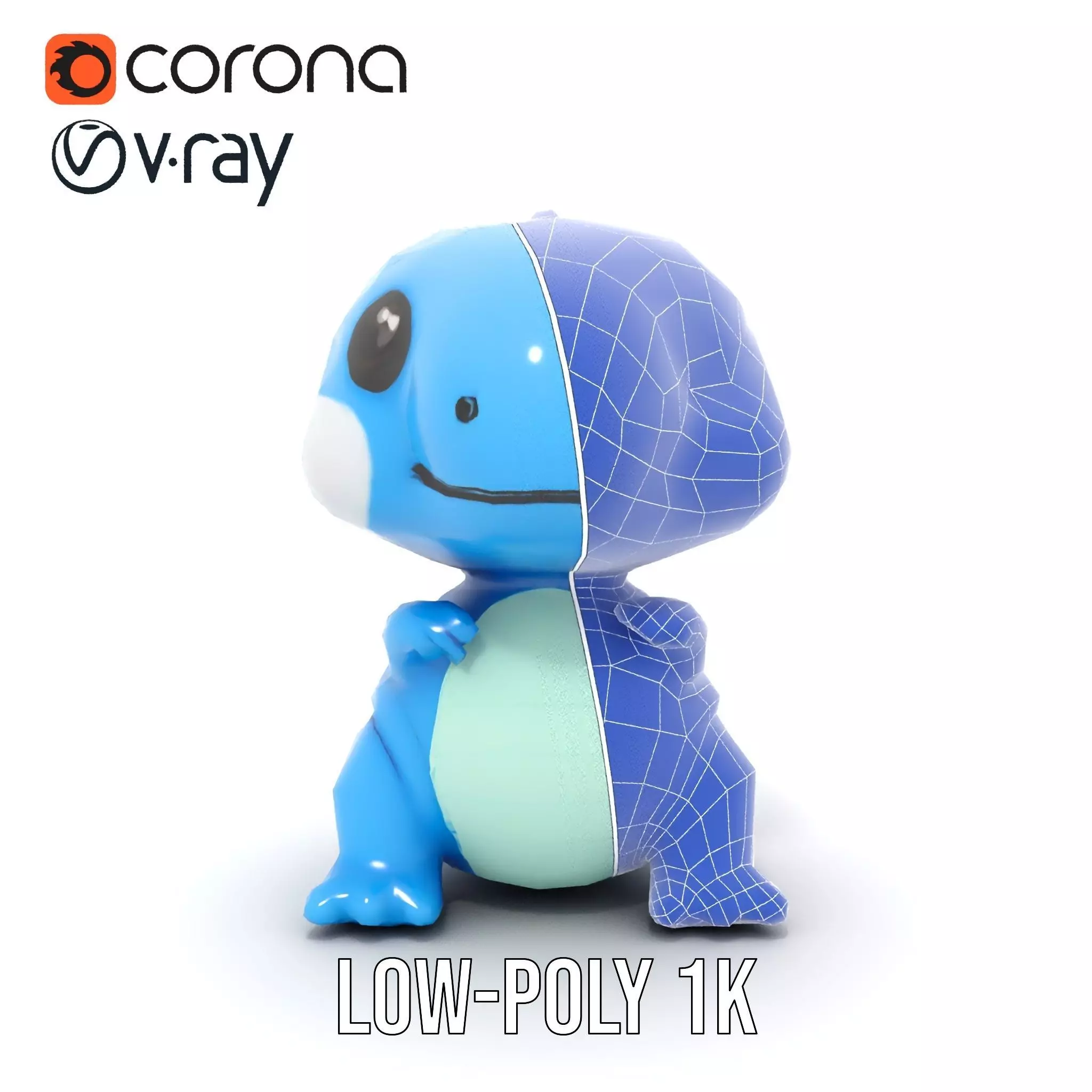 Blue Dinosaur Figure model pack Low-poly 3D model_14
