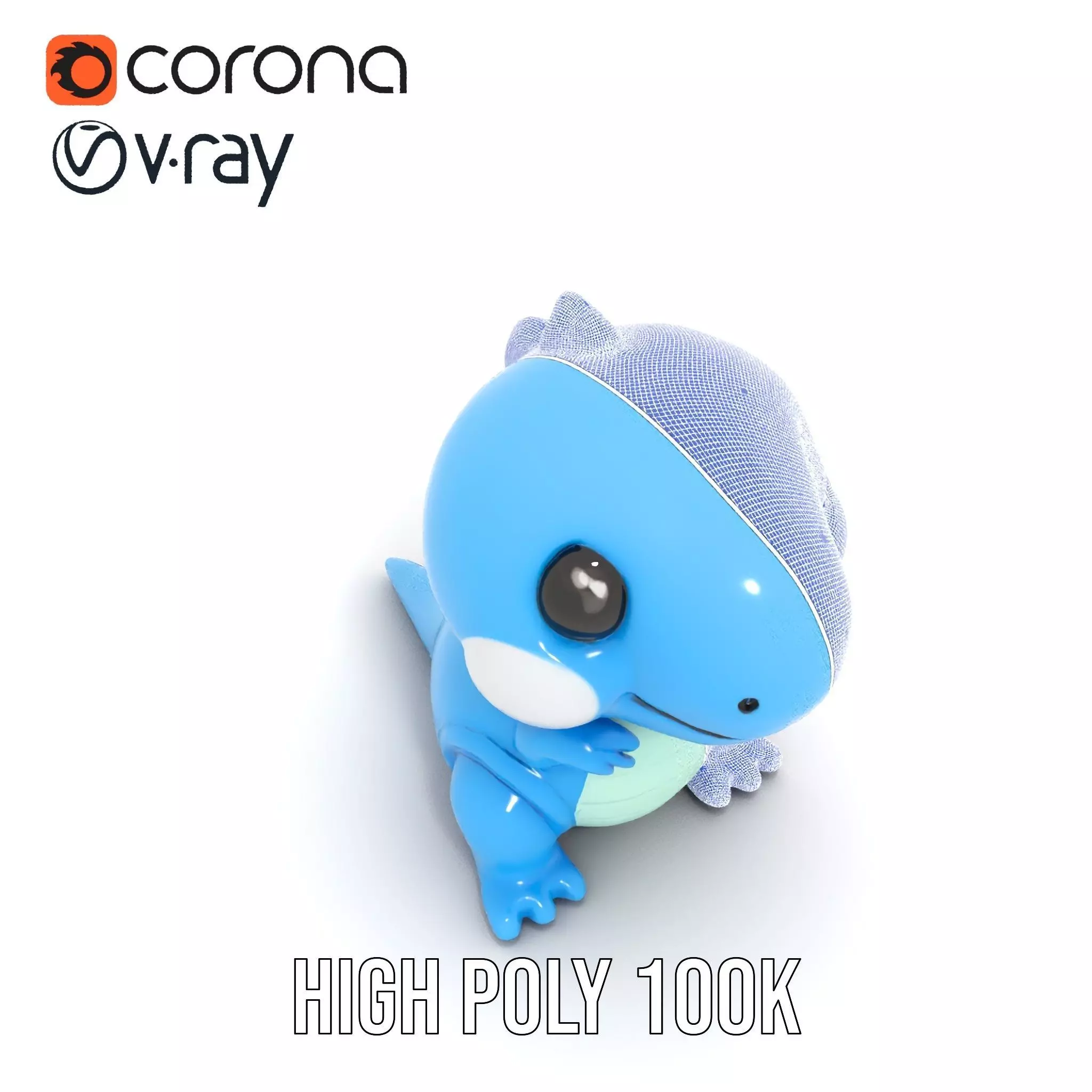 Blue Dinosaur Figure model pack Low-poly 3D model_33