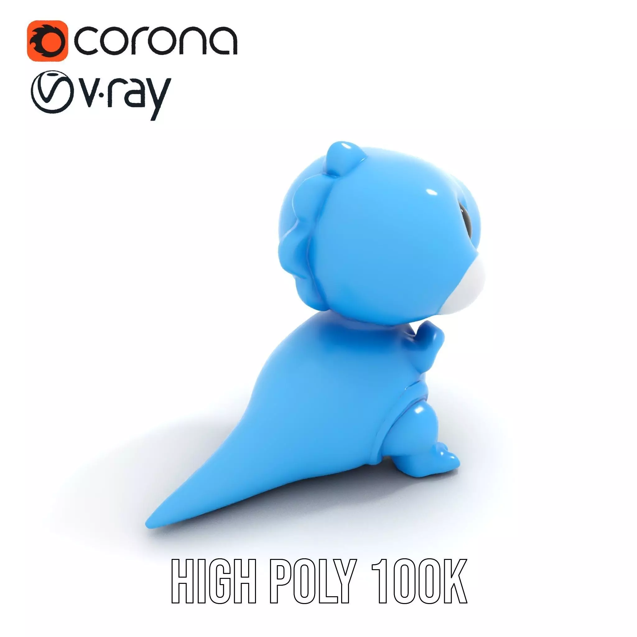 Blue Dinosaur Figure model pack Low-poly 3D model_24