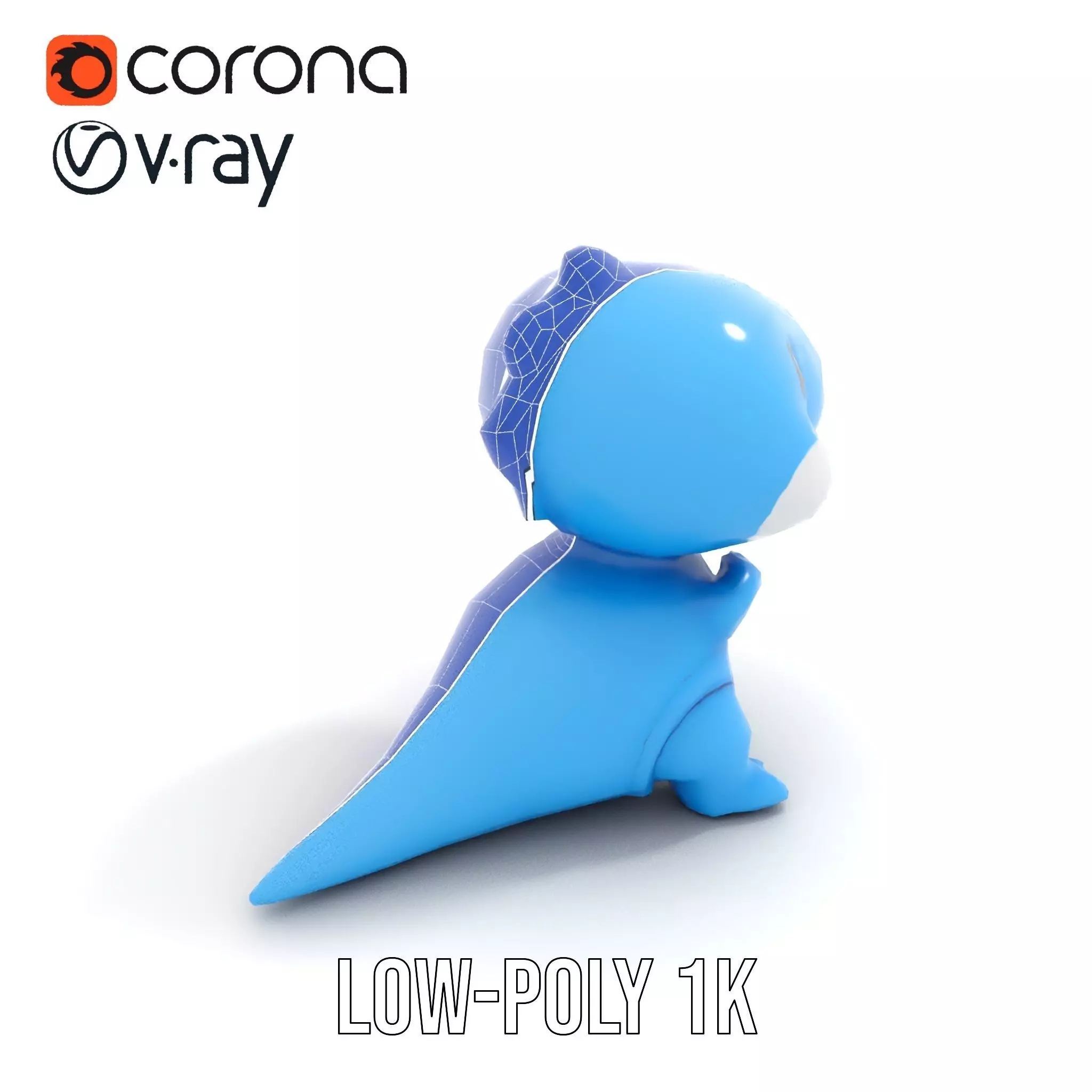 Blue Dinosaur Figure model pack Low-poly 3D model_12