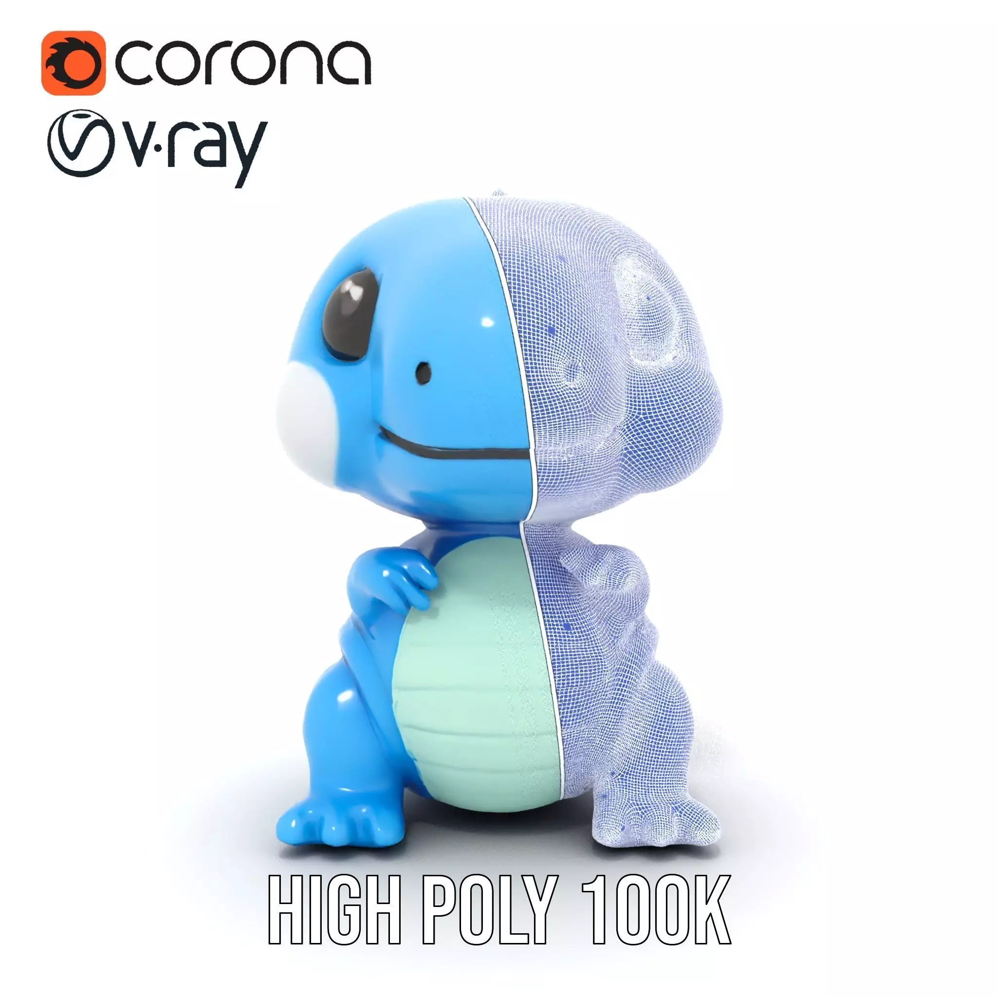 Blue Dinosaur Figure model pack Low-poly 3D model_15