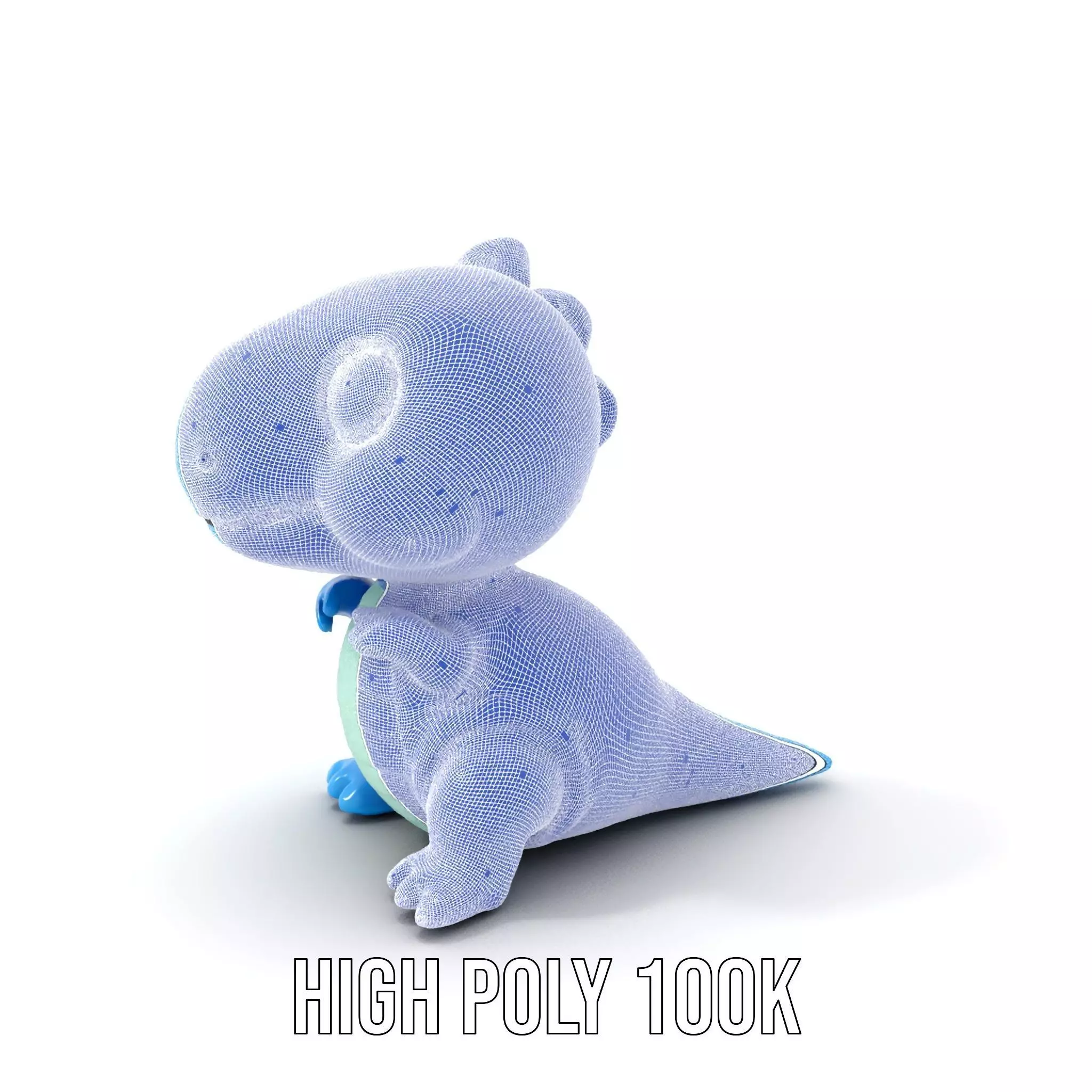 Blue Dinosaur Figure model pack Low-poly 3D model_4