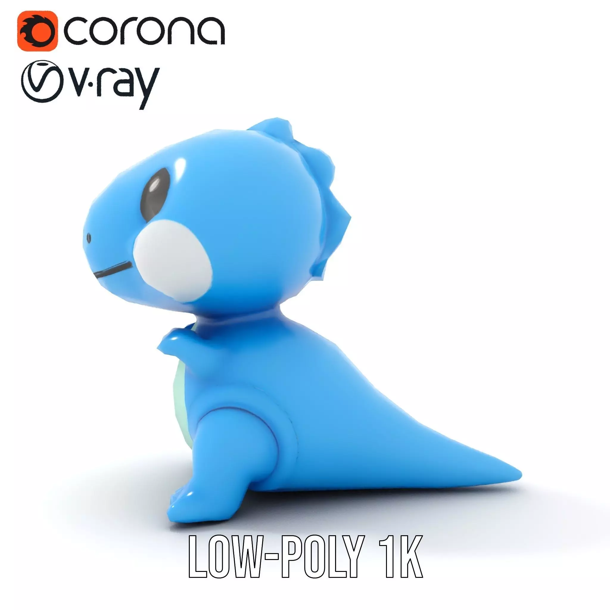 Blue Dinosaur Figure model pack Low-poly 3D model_32