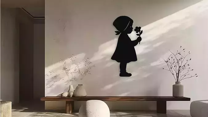 Little Girl Smelling Flower Wall Decor Art