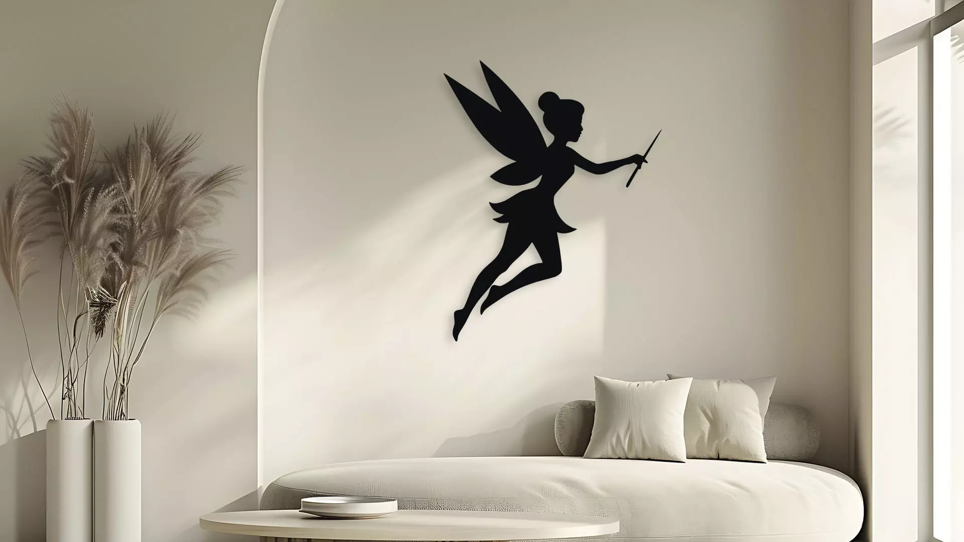 Flying Fairy with Magic Wand Silhouette 3D model_5