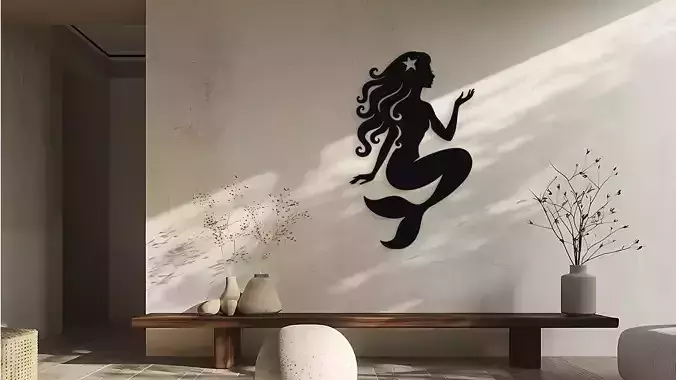 Mermaid Silhouette Wall Decor Art