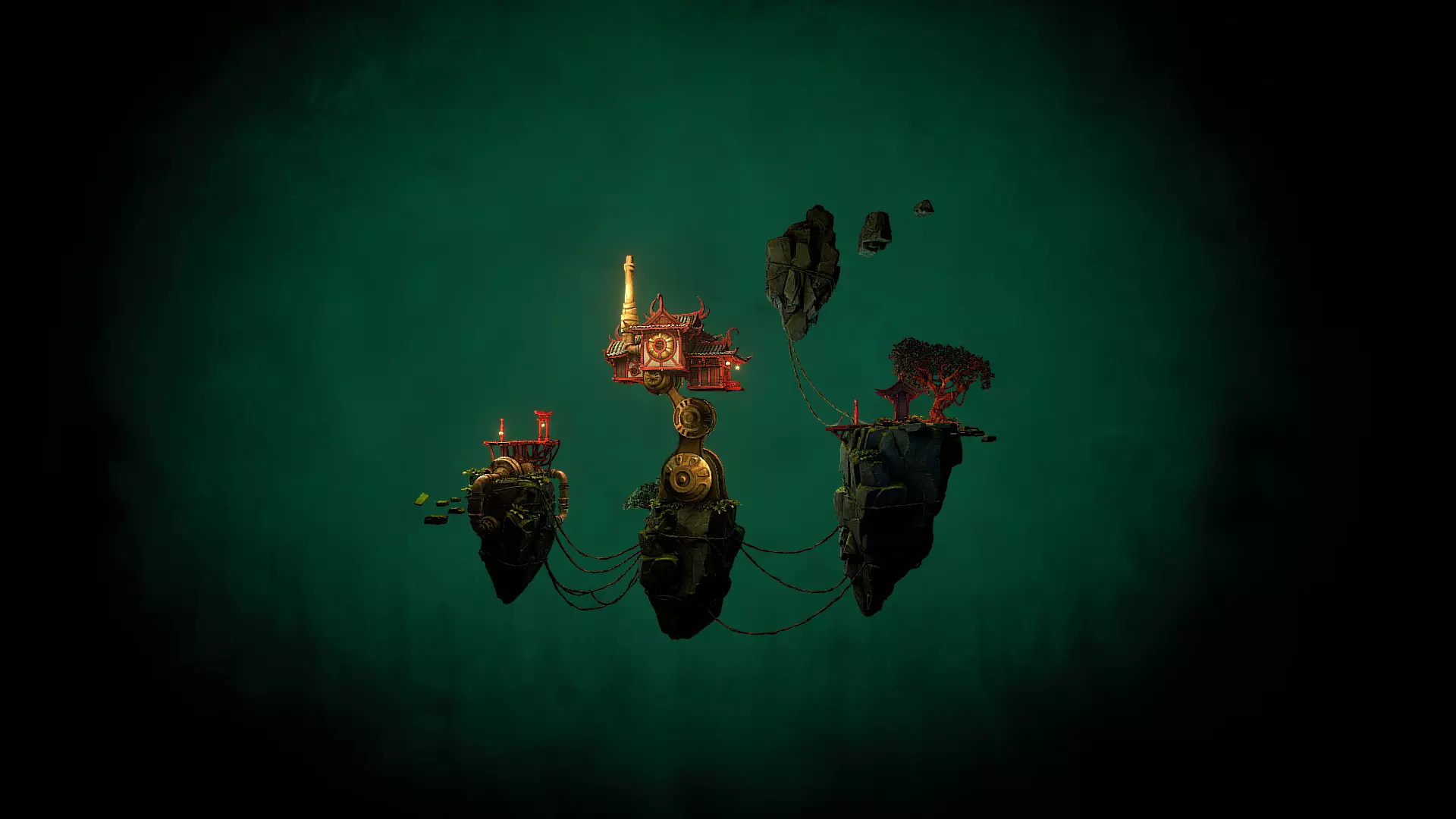 Stylized Fantasy Asian Temple Environment 3D Model 3D model_3