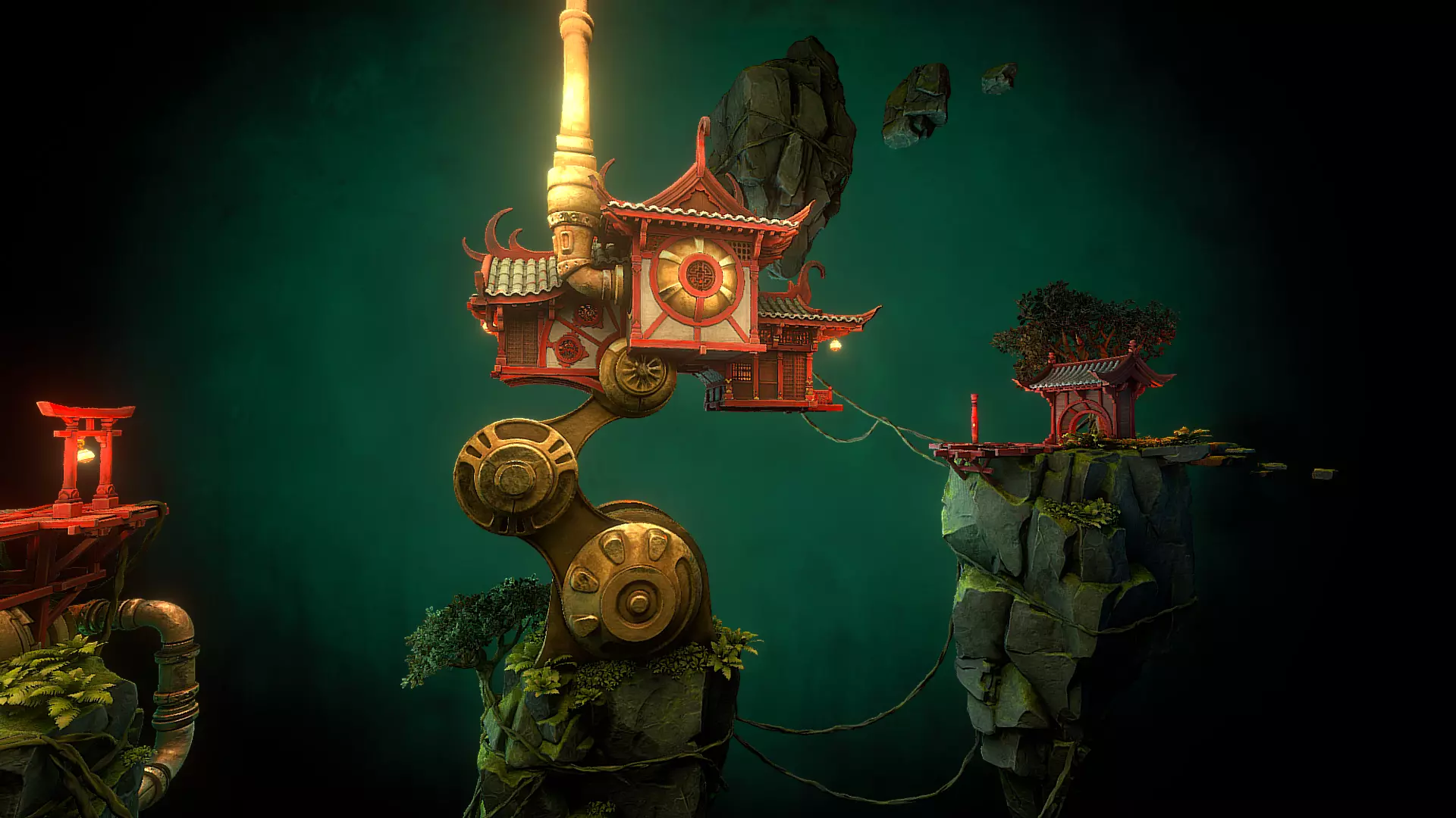 Stylized Fantasy Asian Temple Environment 3D Model 3D model_0