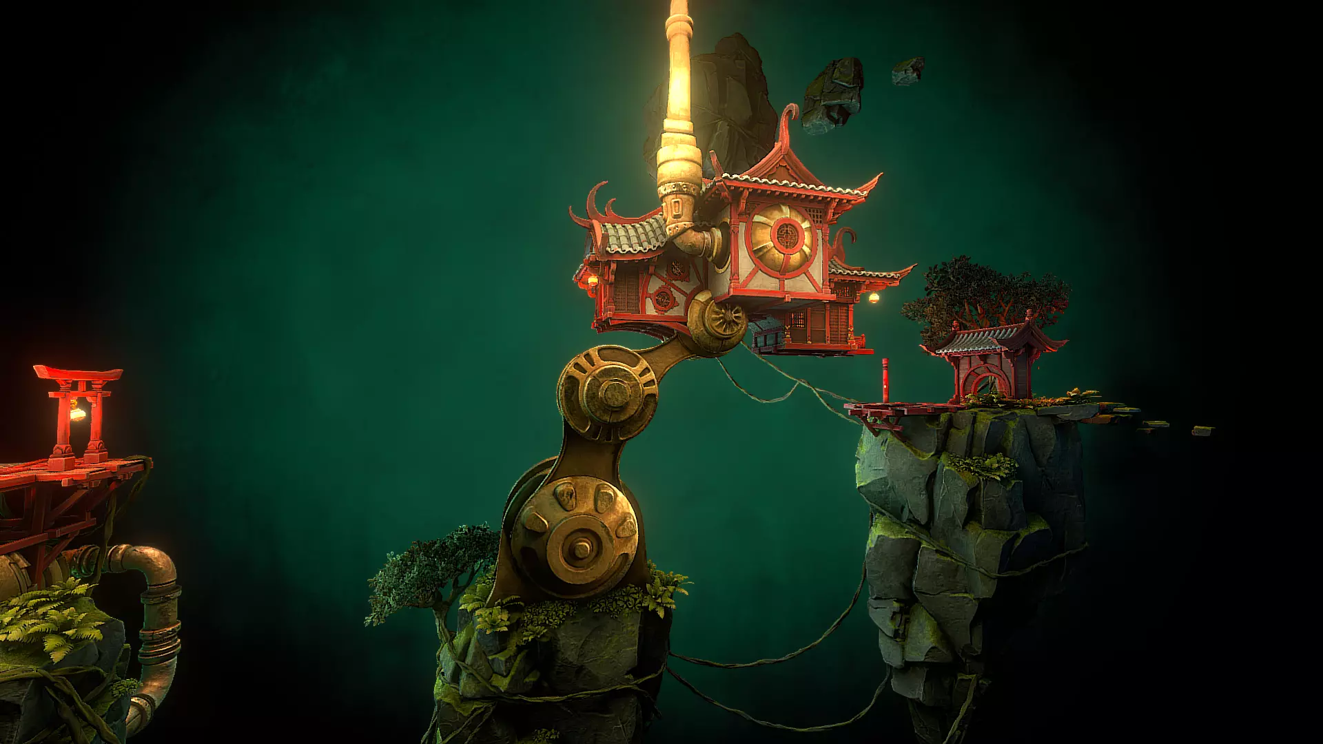 Stylized Fantasy Asian Temple Environment 3D Model 3D model_33