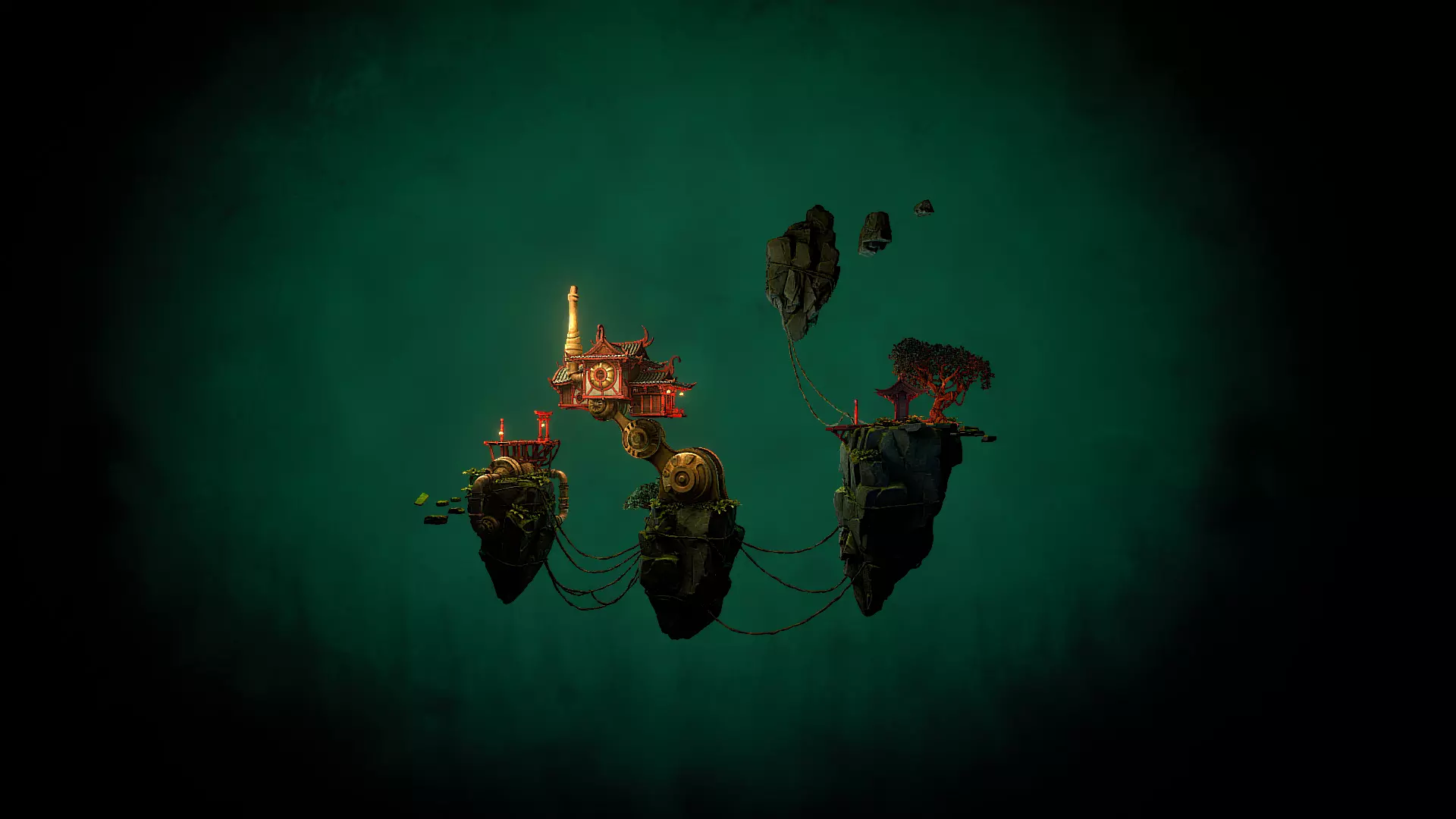 Stylized Fantasy Asian Temple Environment 3D Model 3D model_1