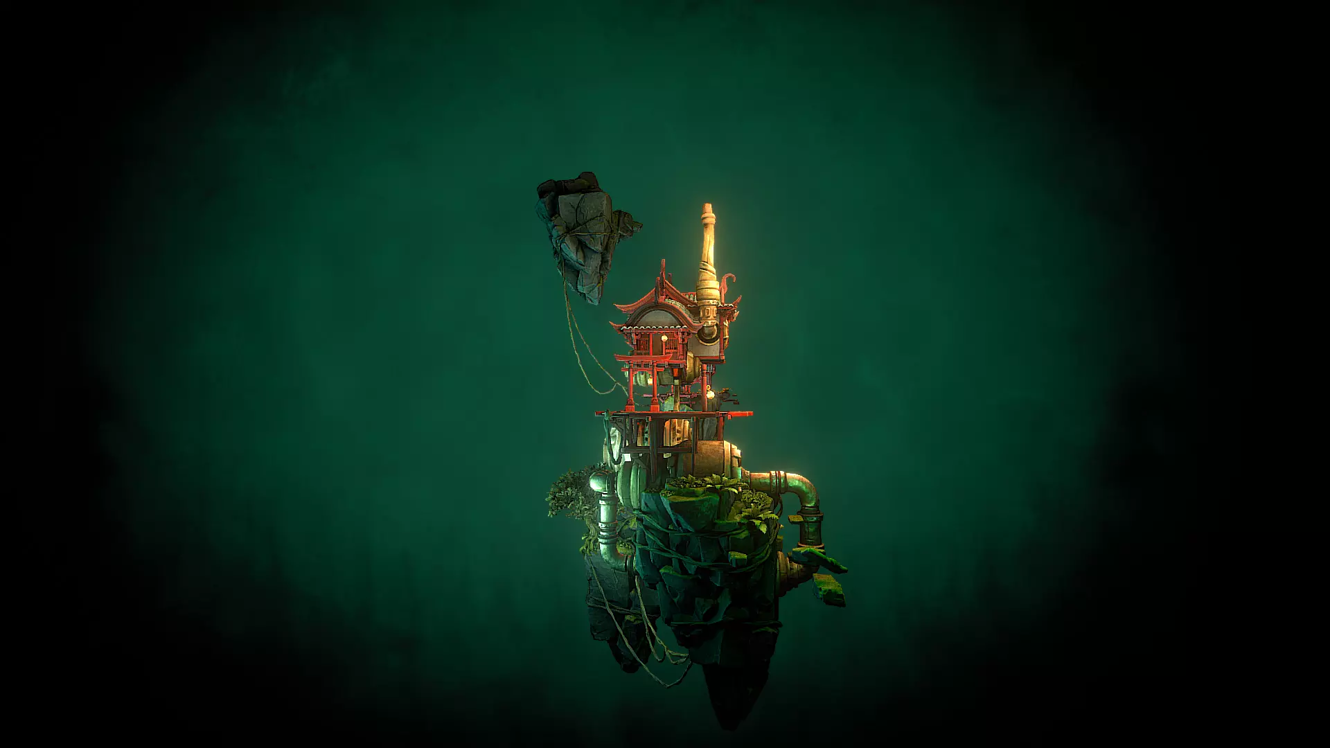 Stylized Fantasy Asian Temple Environment 3D Model 3D model_8