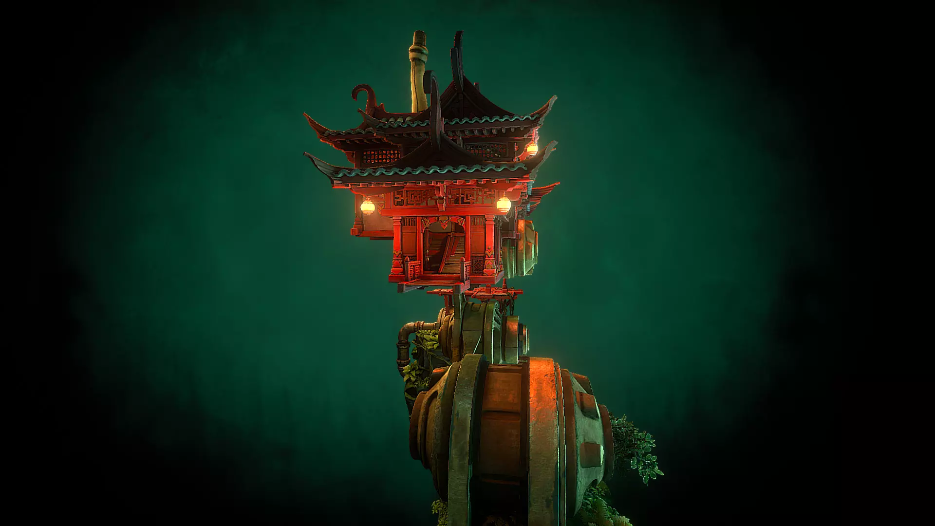 Stylized Fantasy Asian Temple Environment 3D Model 3D model_19