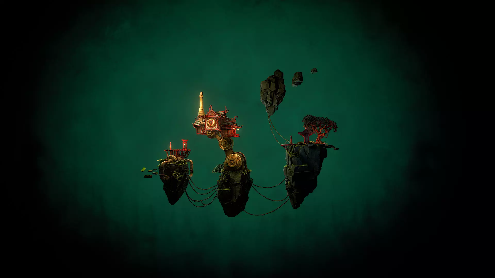 Stylized Fantasy Asian Temple Environment 3D Model 3D model_2