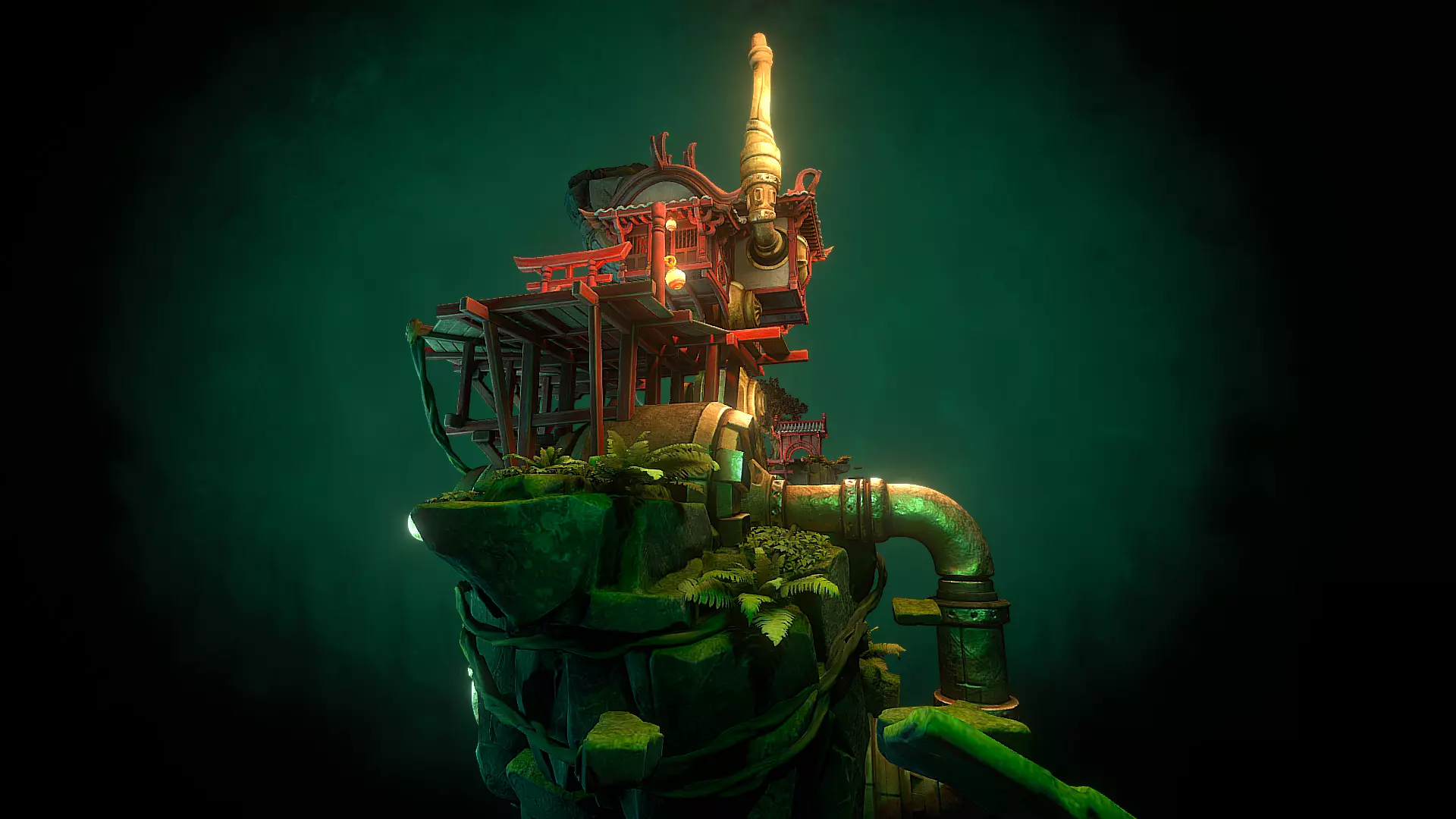 Stylized Fantasy Asian Temple Environment 3D Model 3D model_31