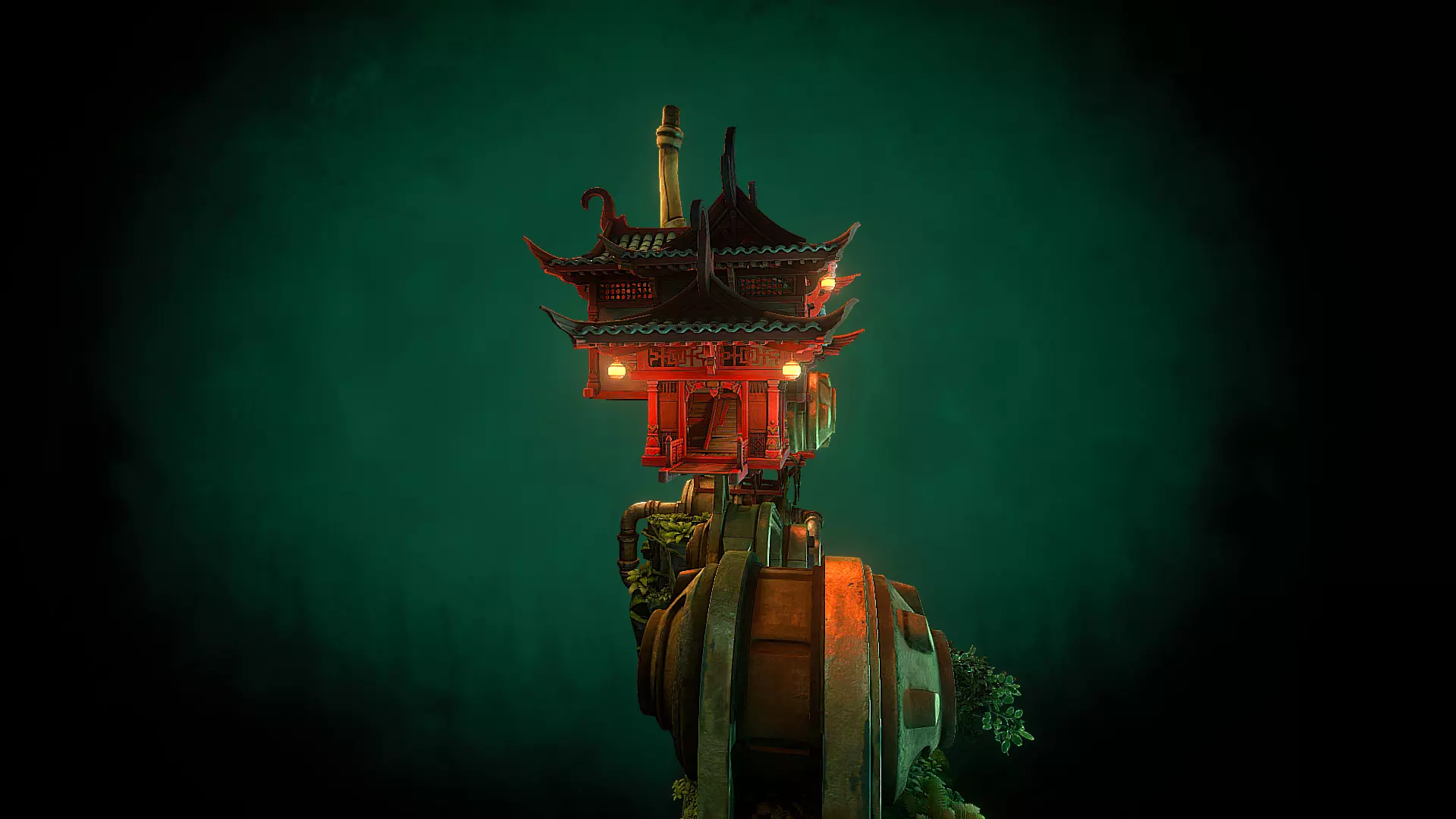 Stylized Fantasy Asian Temple Environment 3D Model 3D model_20