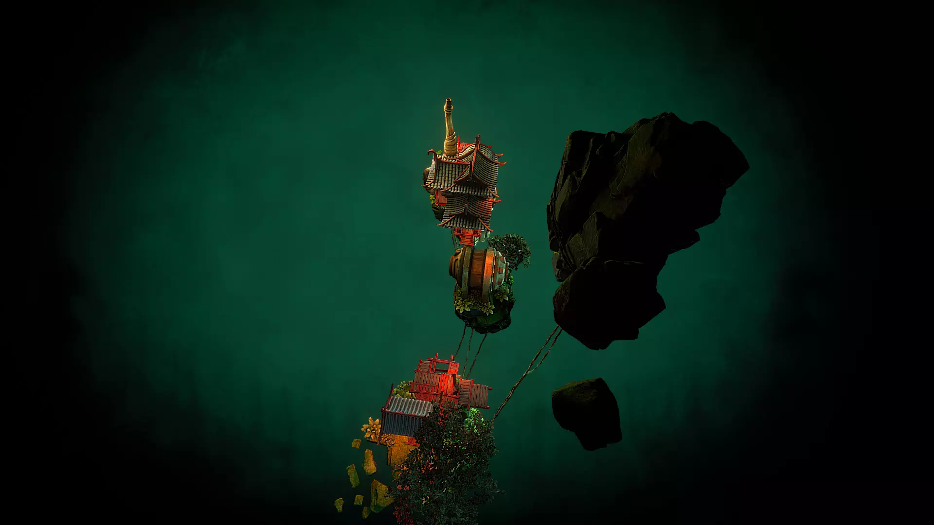 Stylized Fantasy Asian Temple Environment 3D Model 3D model_28