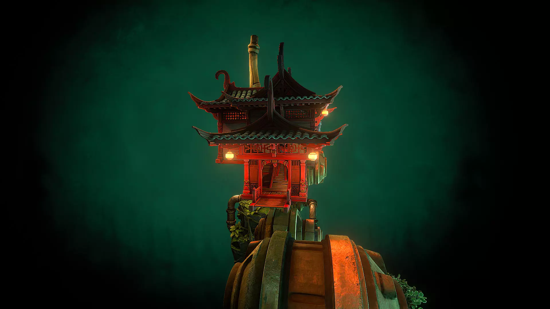 Stylized Fantasy Asian Temple Environment 3D Model 3D model_22