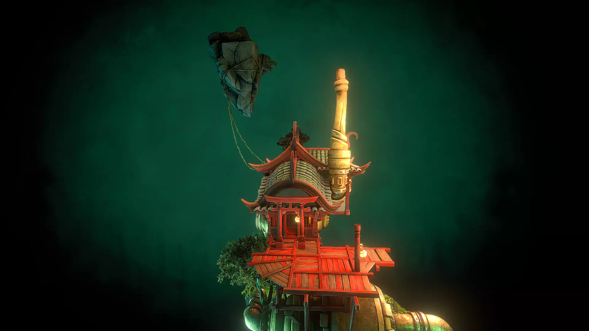 Stylized Fantasy Asian Temple Environment 3D Model 3D model_30
