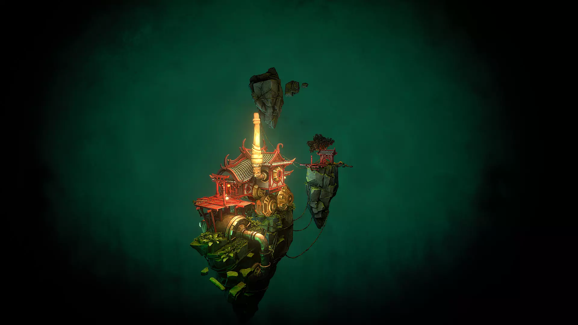 Stylized Fantasy Asian Temple Environment 3D Model 3D model_11