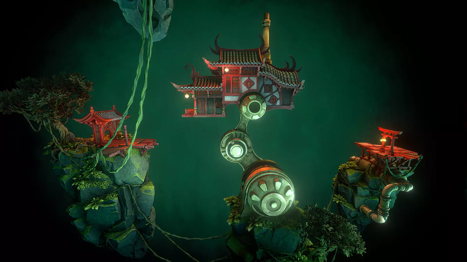 Stylized Fantasy Asian Temple Environment 3D Model 3D model_24