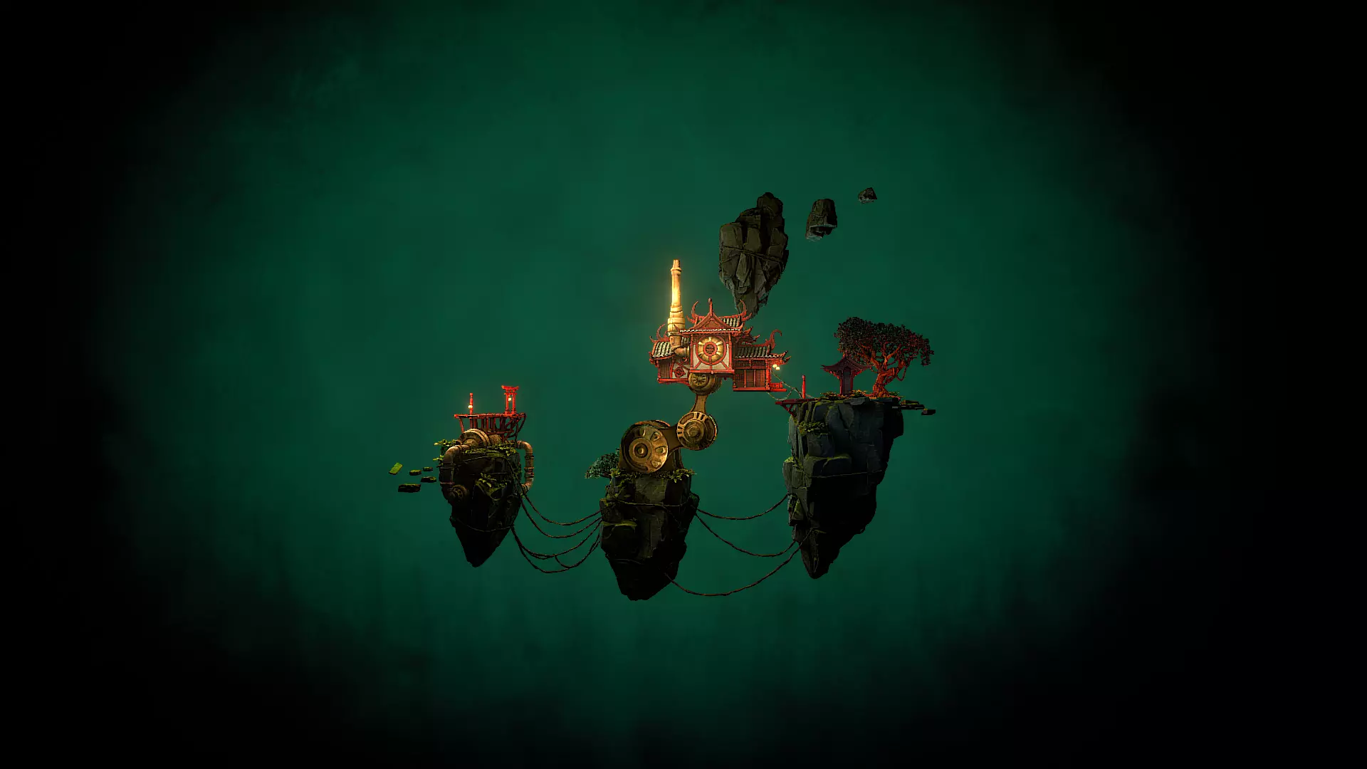 Stylized Fantasy Asian Temple Environment 3D Model 3D model_5